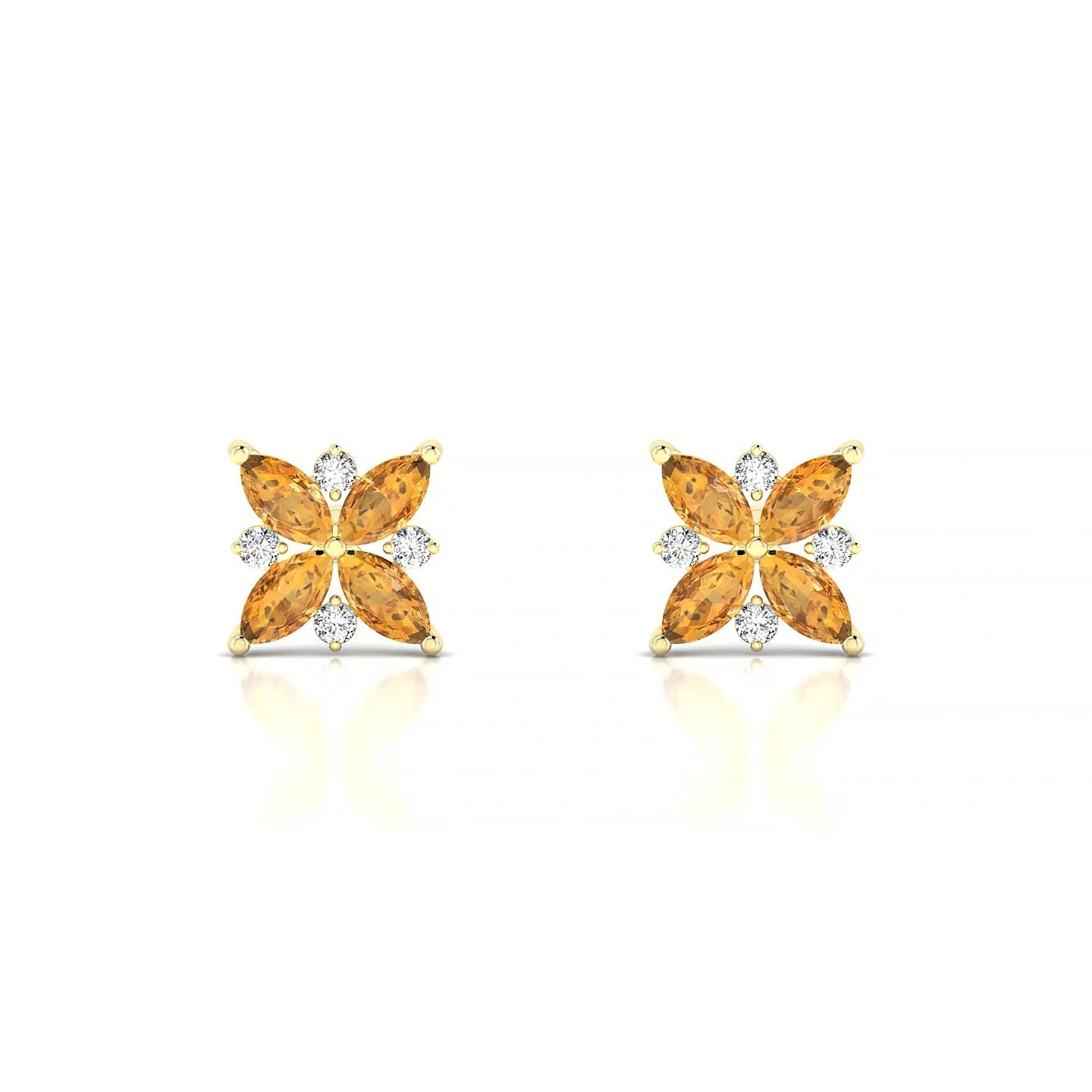Flare | 18k Yellow Gold 4 x 2 mm Marquise Citrine Earrings