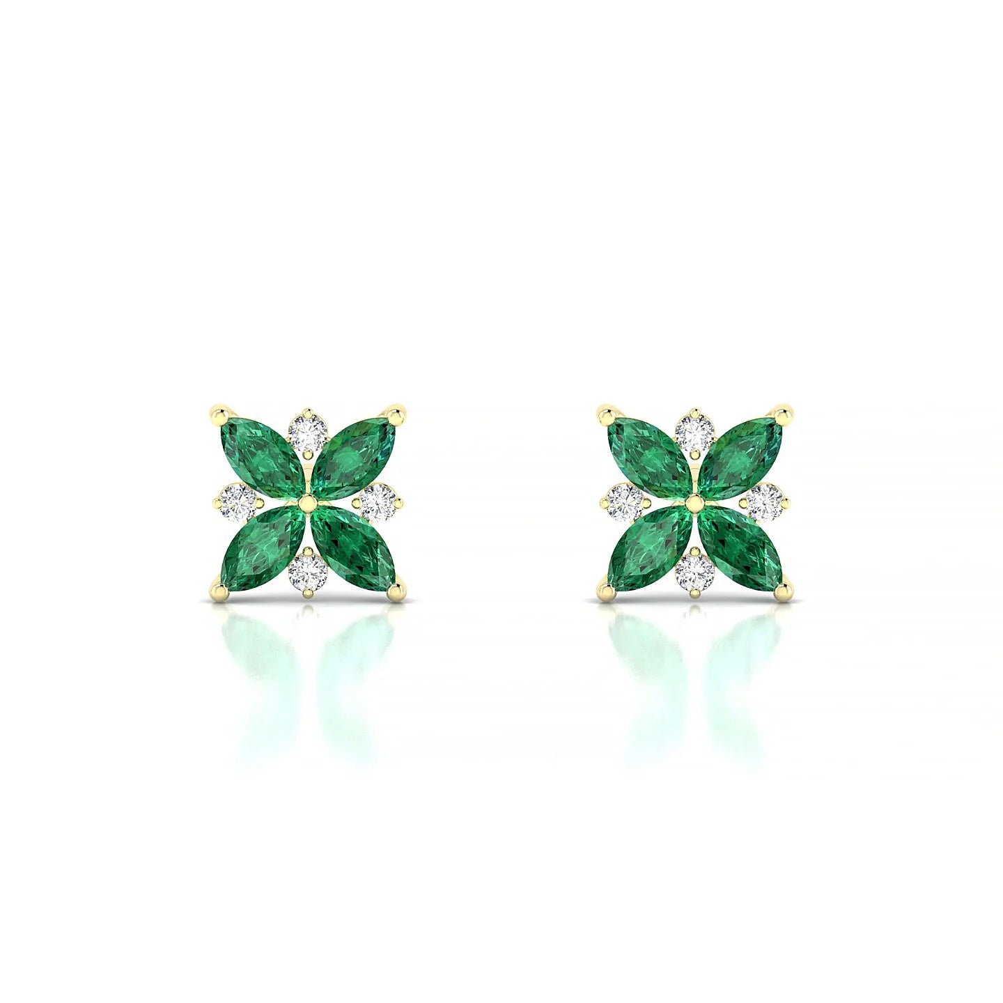 Flare | 18k Yellow Gold 4 x 2 mm Marquise Emerald Earrings