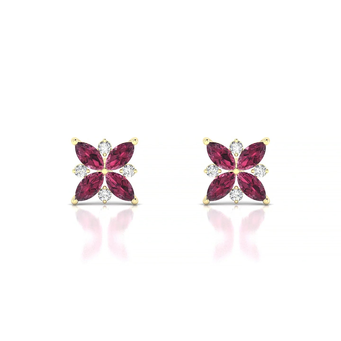 Flare | 18k Yellow Gold 4 x 2 mm Marquise Rhodolite Earrings