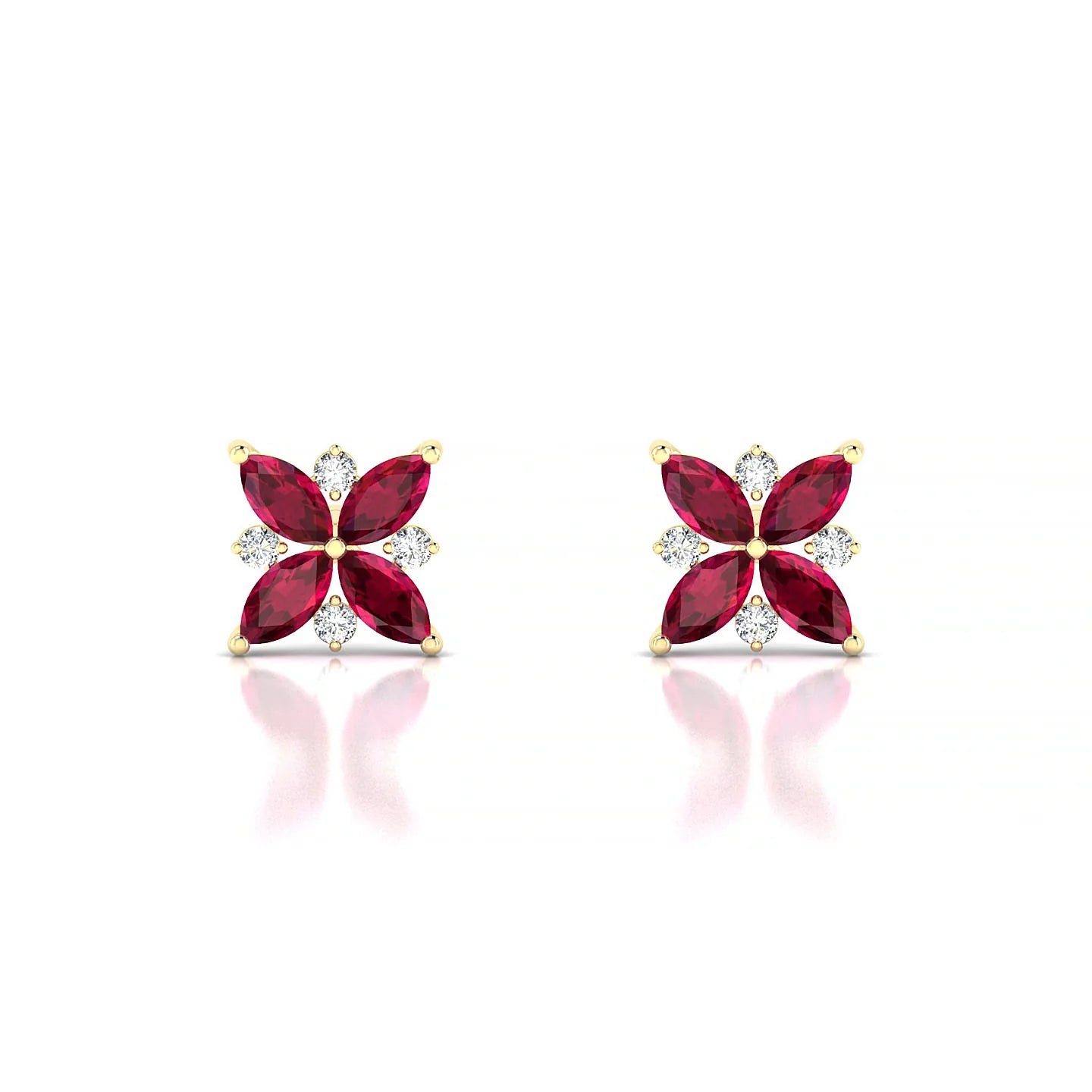 Flare | 18k Yellow Gold 4 x 2 mm Marquise Ruby Earrings