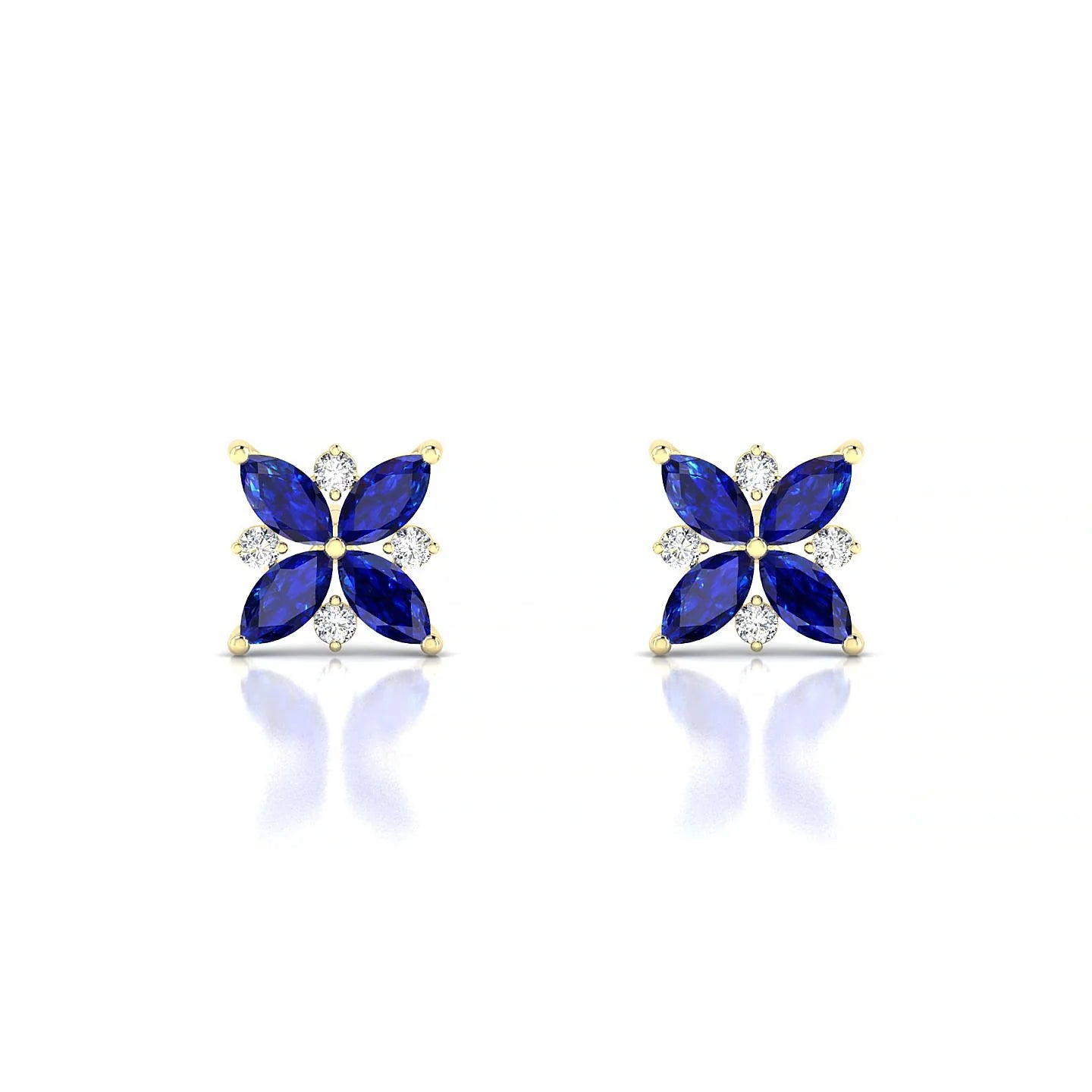 Flare | 18k Yellow Gold 4 x 2 mm Marquise Sapphire Earrings