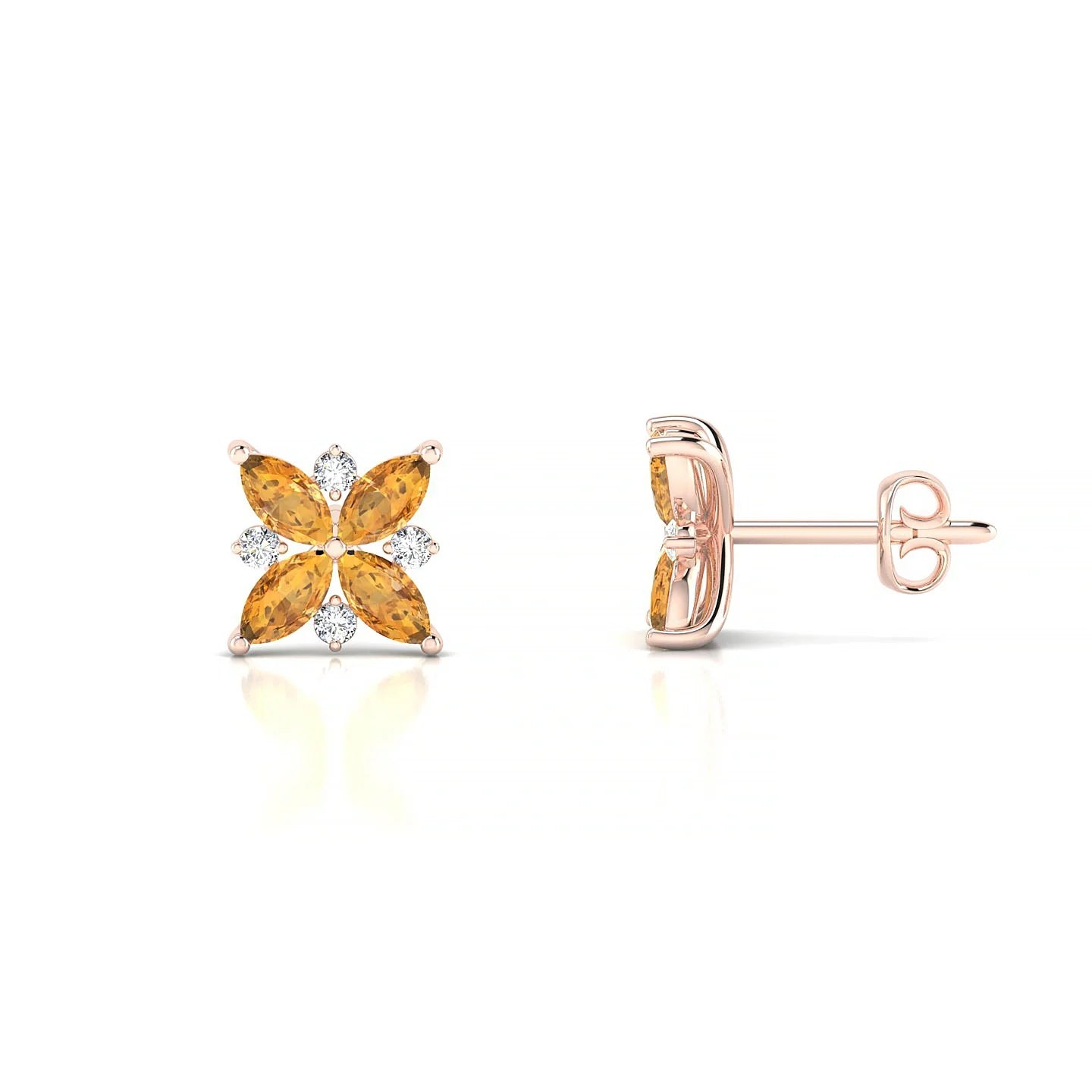 Flare | 18k Rose Gold 4 x 2 mm Marquise Citrine Earrings