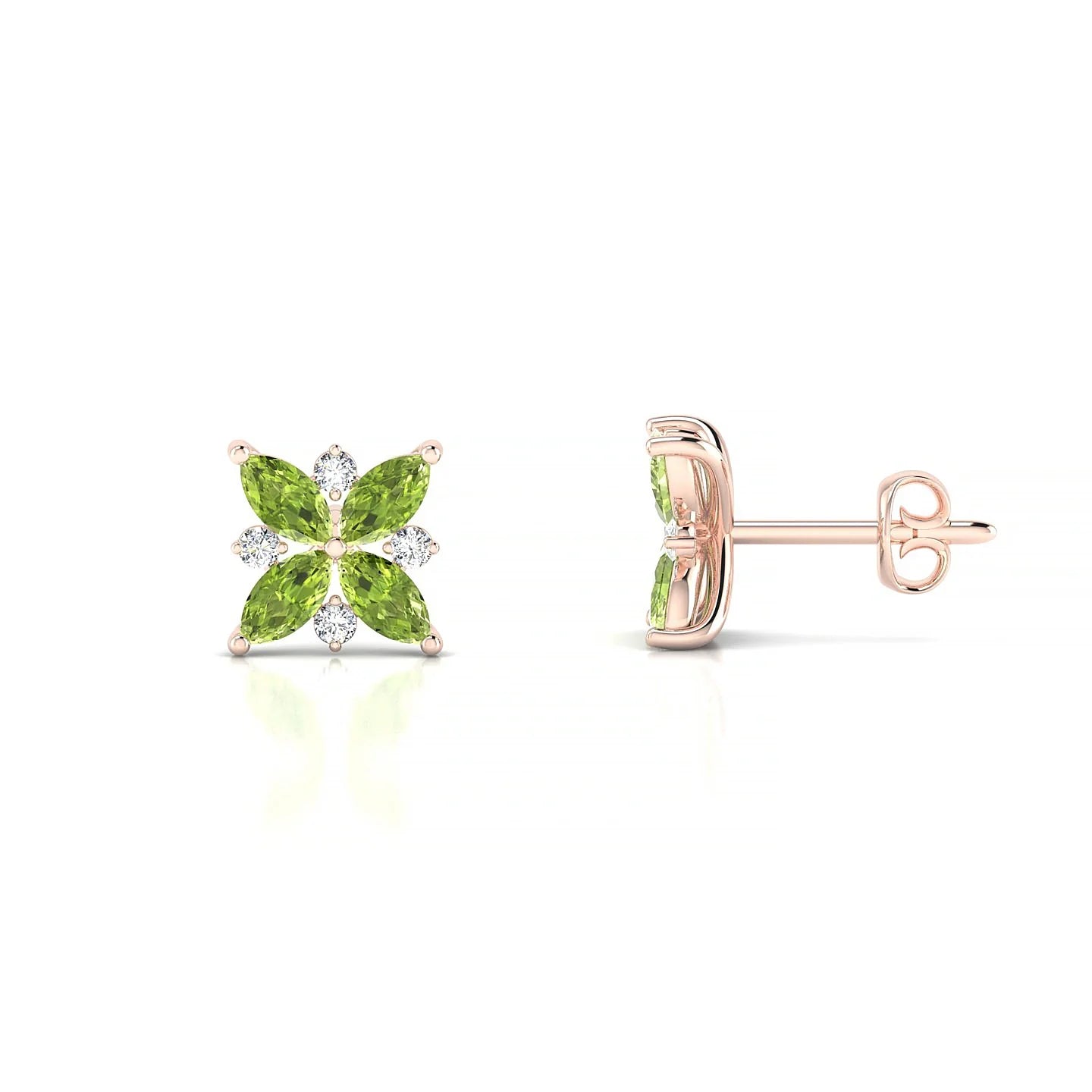 Flare | 18k Rose Gold 4 x 2 mm Marquise Peridot Earrings
