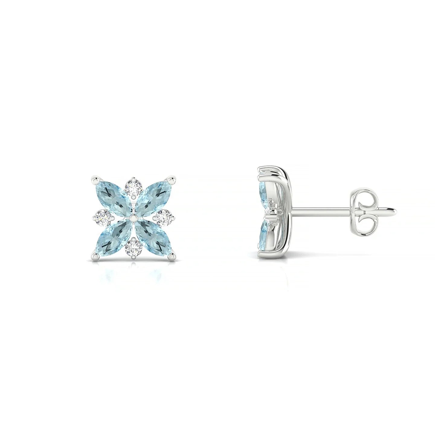 Flare | 18k White Gold 4 x 2 mm Marquise Aquamarine Earrings