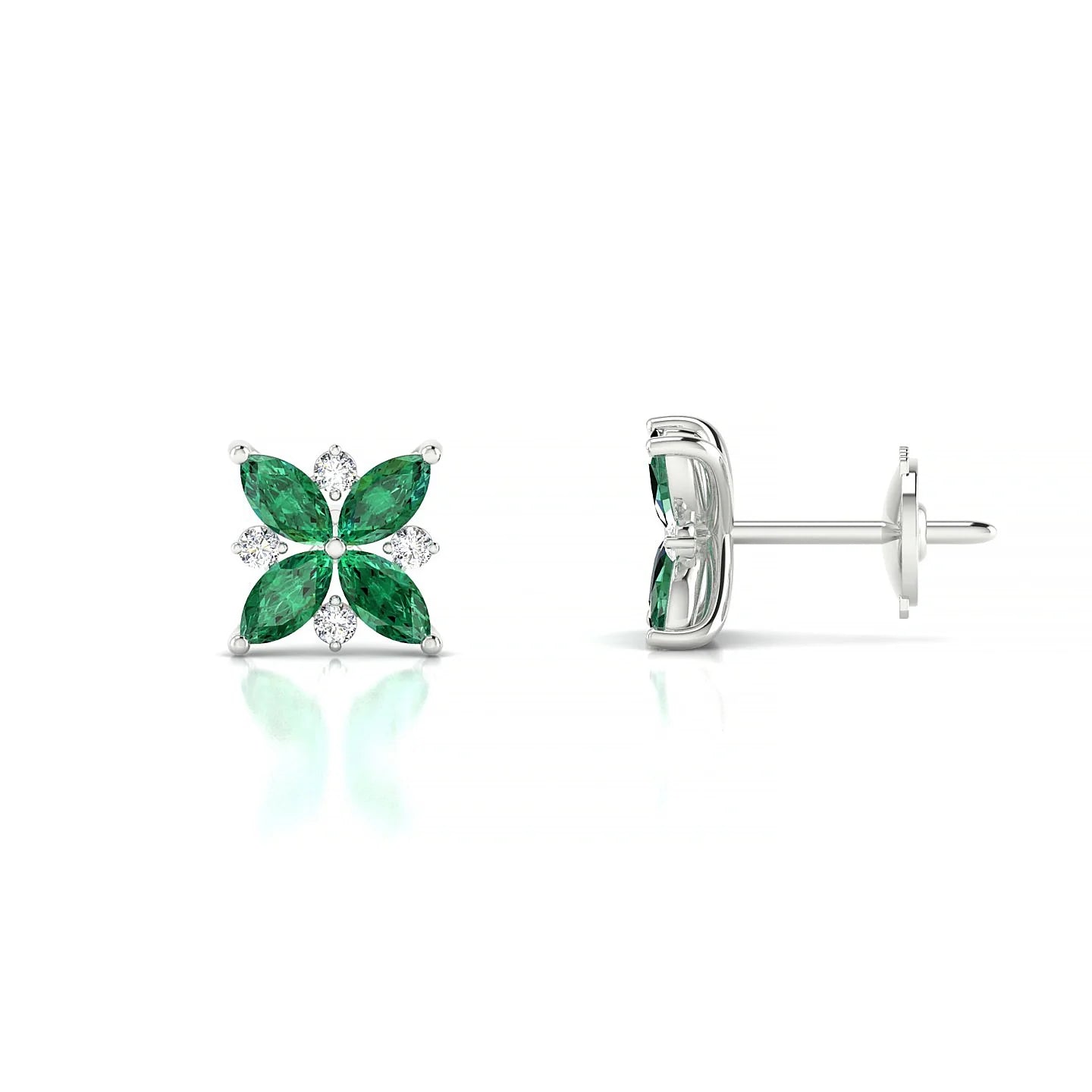 Flare | 18k White Gold 4 x 2 mm Marquise Emerald Earrings