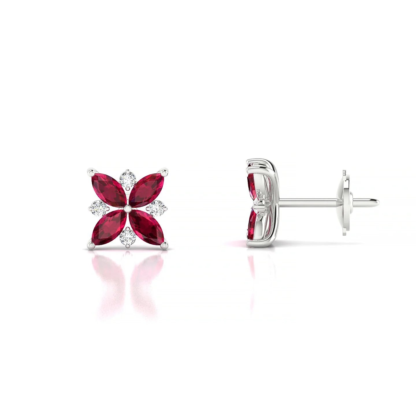 Flare | 18k White Gold 4 x 2 mm Marquise Ruby Earrings