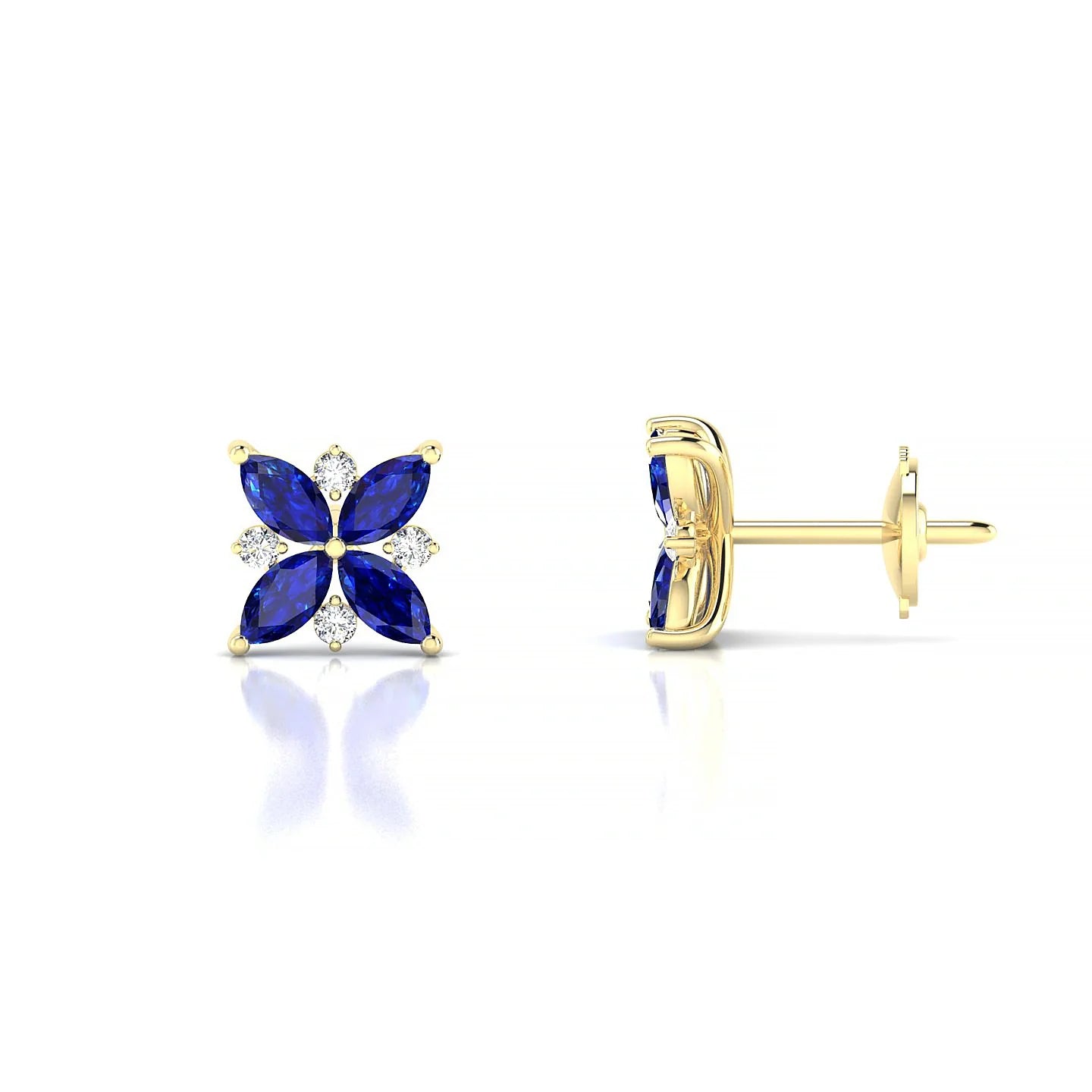 Flare | 18k Yellow Gold 4 x 2 mm Marquise Sapphire Earrings