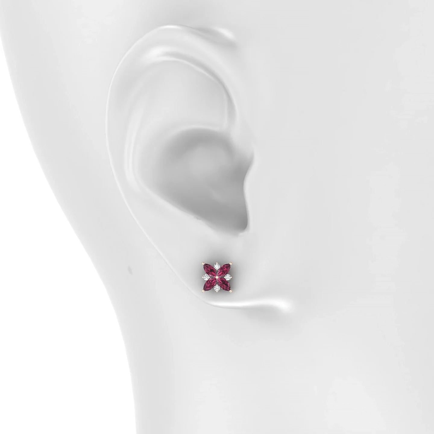 Flare | 18k Rose Gold 4 x 2 mm Marquise Rhodolite Earrings