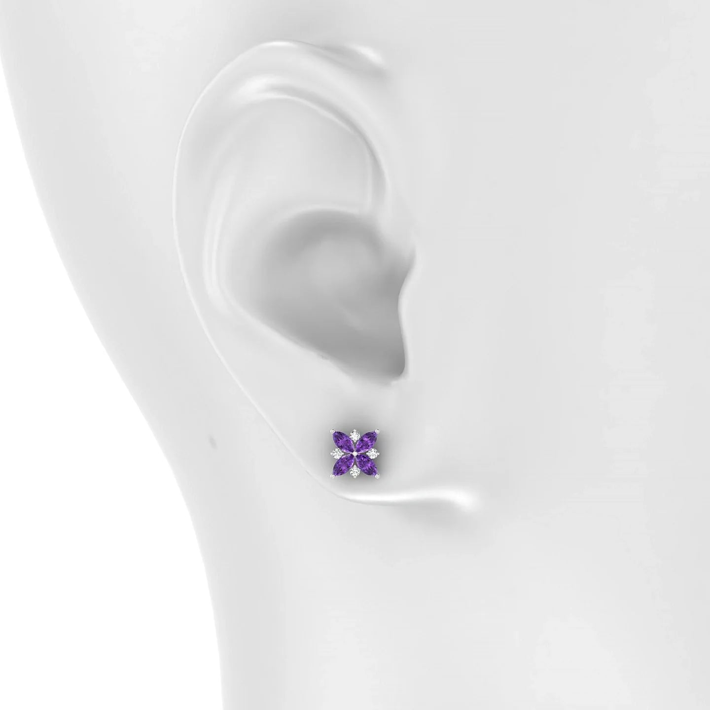 Flare | 18k White Gold 4 x 2 mm Marquise Amethyst Earrings