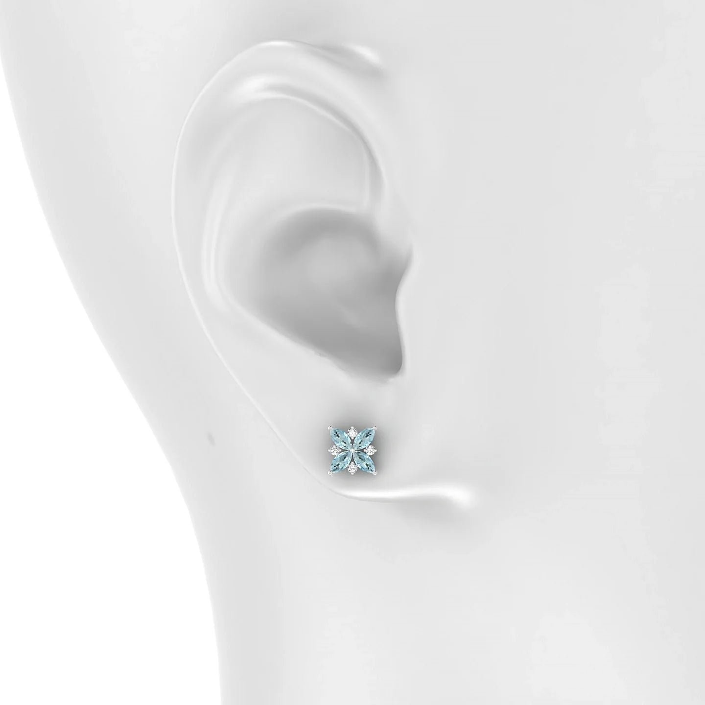 Flare | 18k White Gold 4 x 2 mm Marquise Aquamarine Earrings