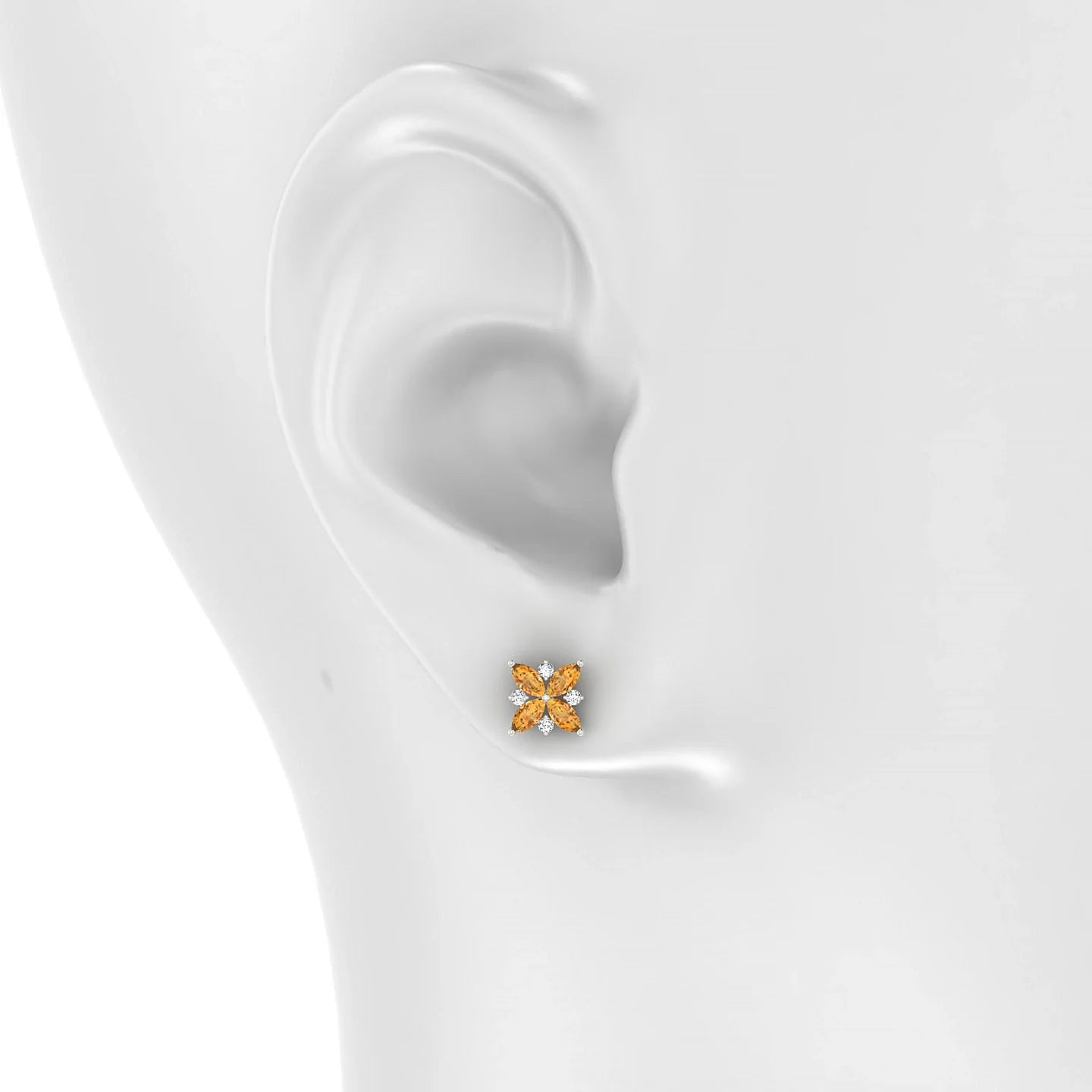 Flare | 18k White Gold 4 x 2 mm Marquise Citrine Earrings