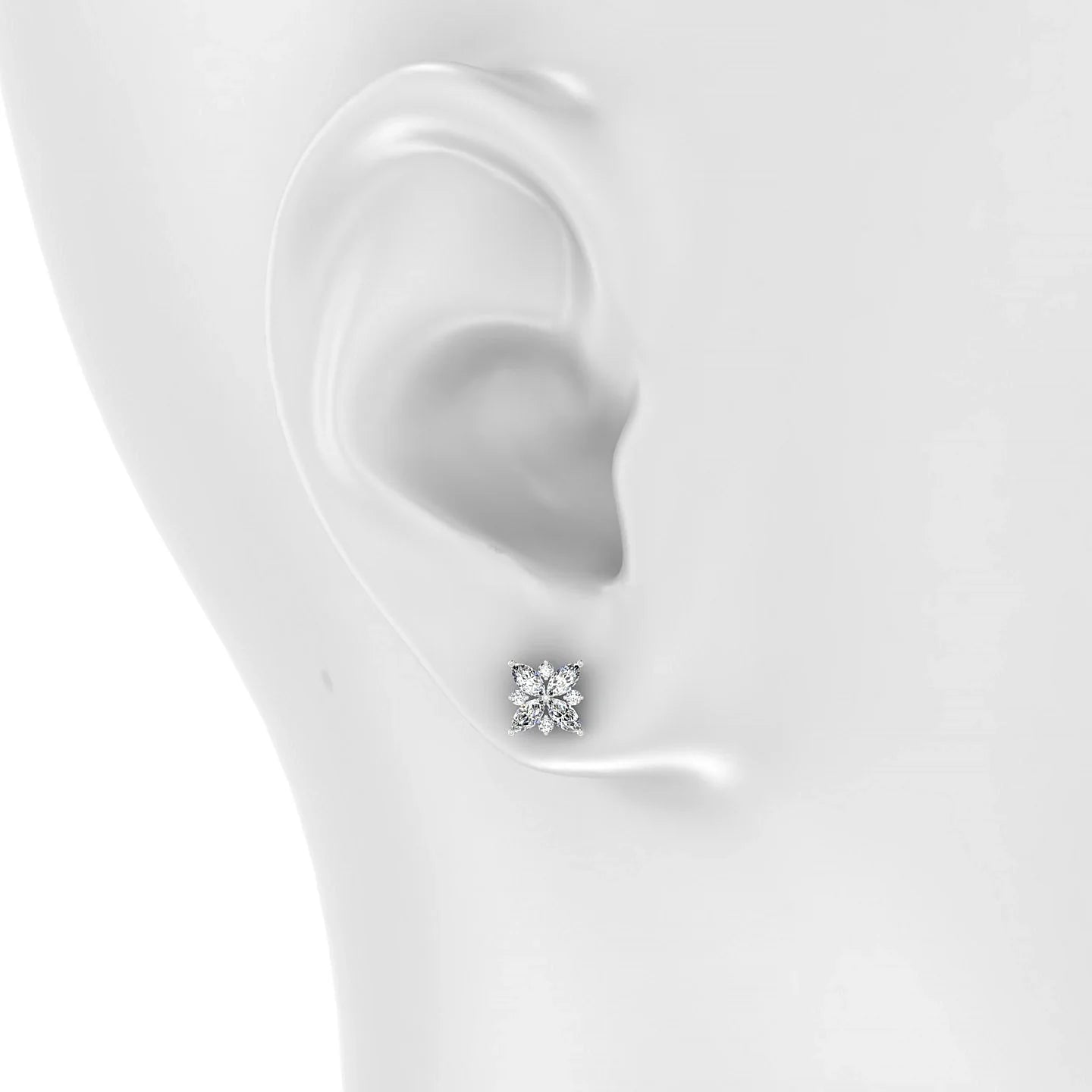 Flare | 18k White Gold 4 x 2 mm Marquise Diamond Earrings