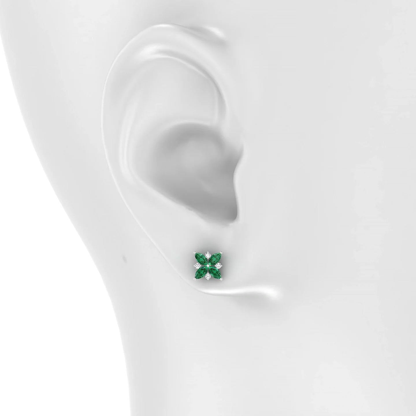 Flare | 18k White Gold 4 x 2 mm Marquise Emerald Earrings