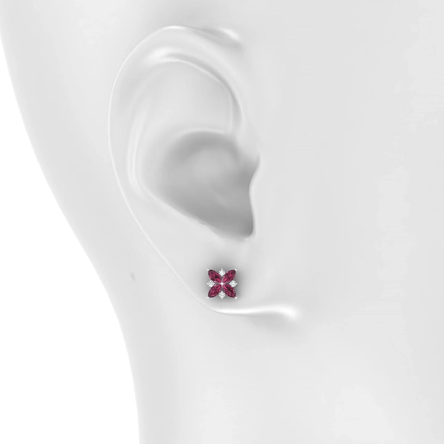 Flare | 18k White Gold 4 x 2 mm Marquise Rhodolite Earrings