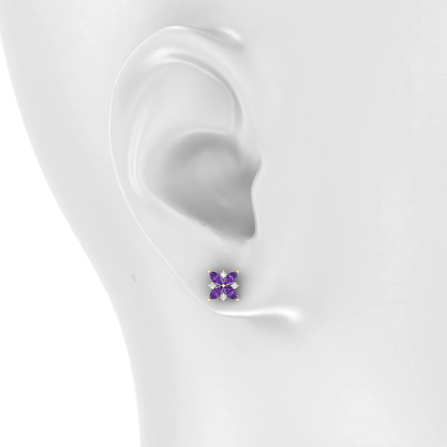 Flare | 18k Yellow Gold 4 x 2 mm Marquise Amethyst Earrings