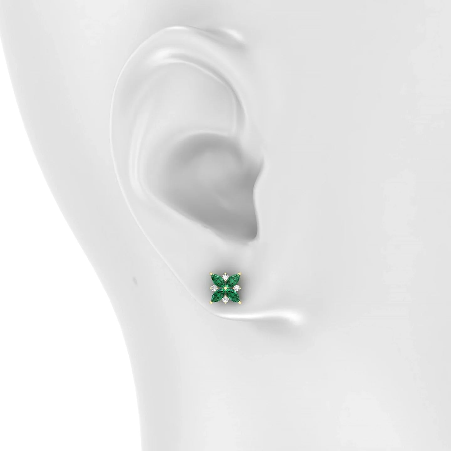 Flare | 18k Yellow Gold 4 x 2 mm Marquise Emerald Earrings
