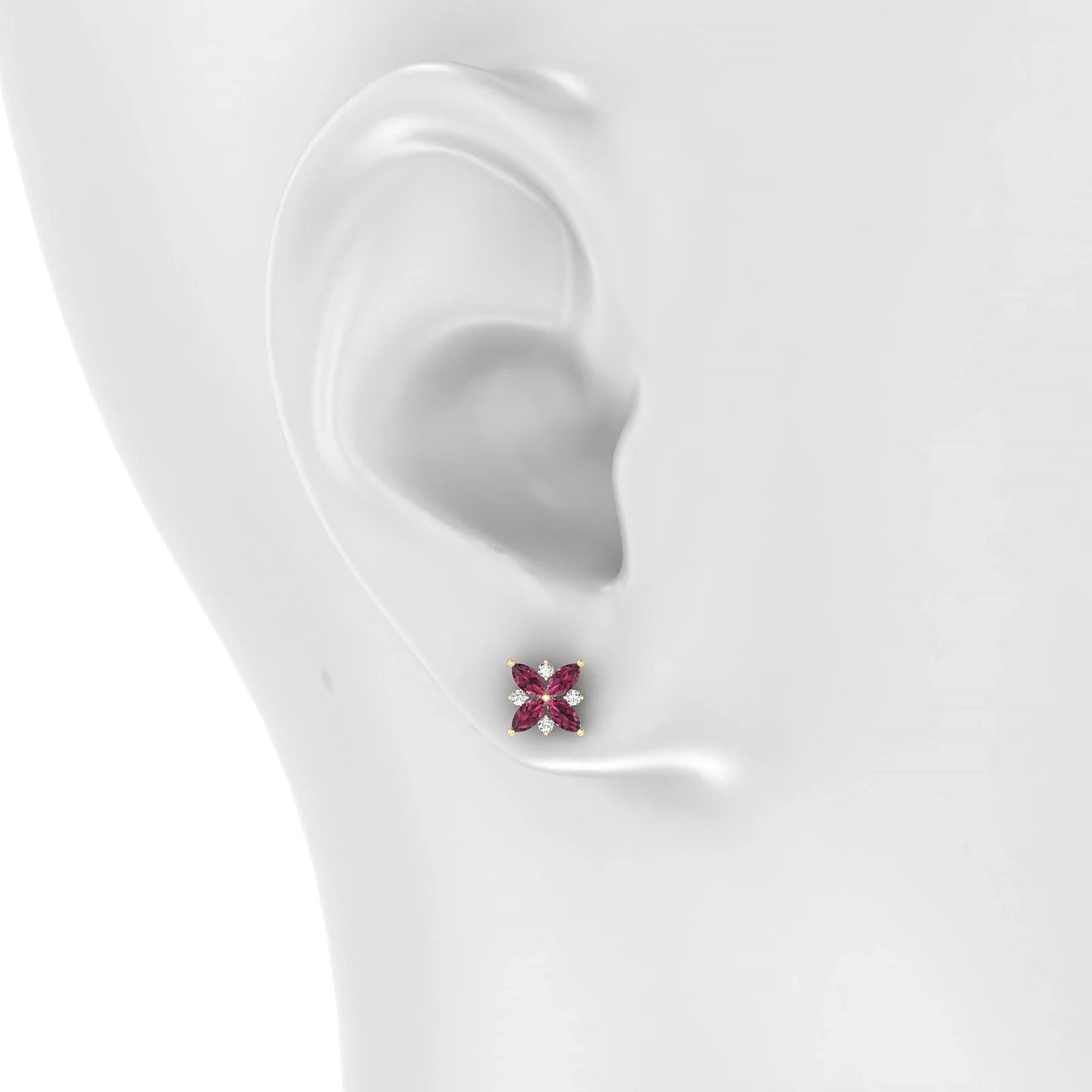 Flare | 18k Yellow Gold 4 x 2 mm Marquise Rhodolite Earrings