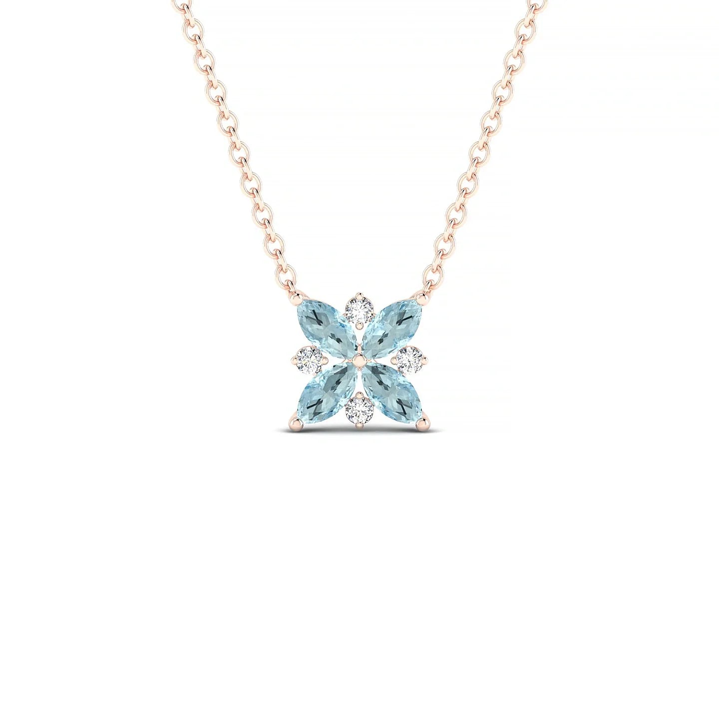 Flare | 18k Rose Gold 4 x 2 mm Marquise Aquamarine Pendant