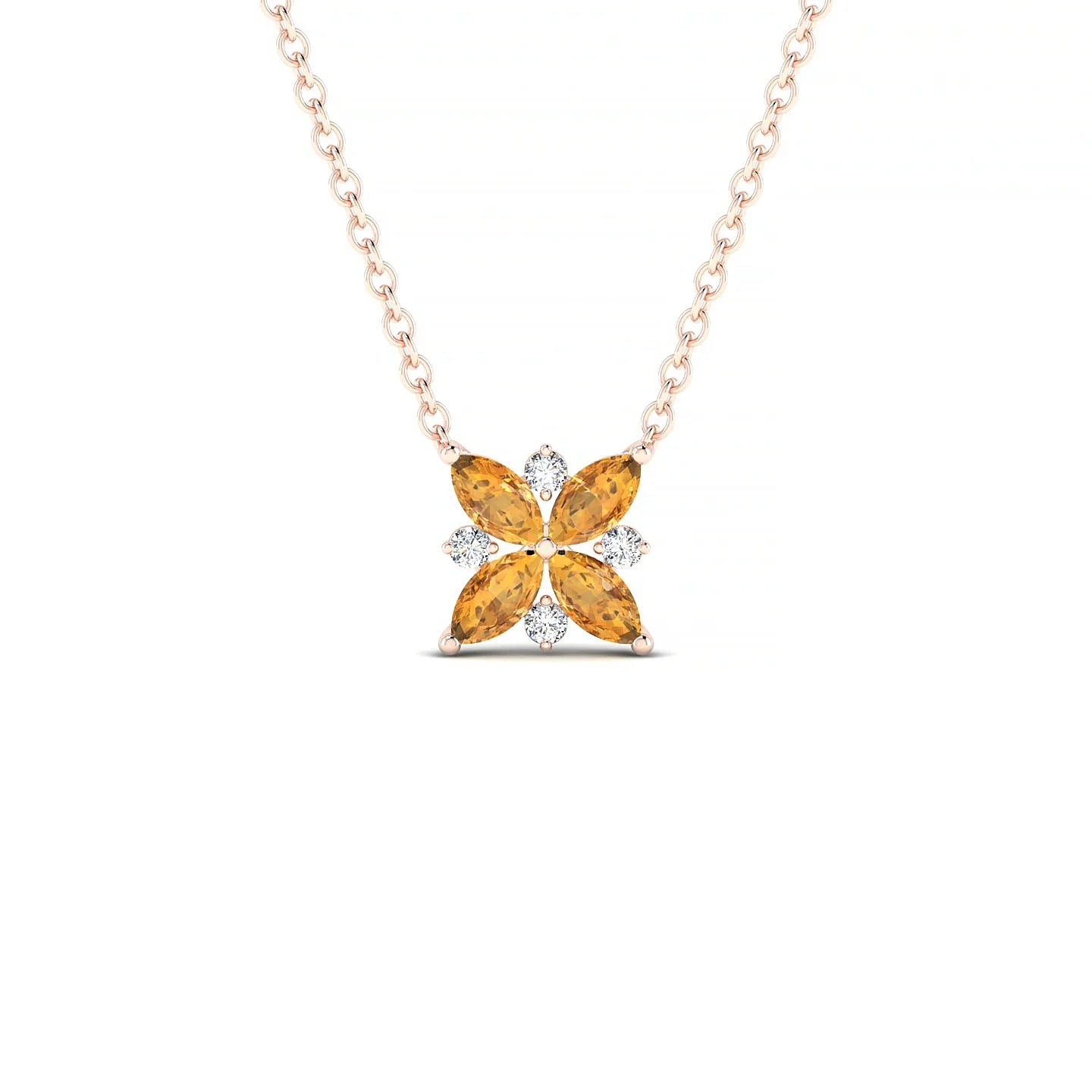 Flare | 18k Rose Gold 4 x 2 mm Marquise Citrine Pendant