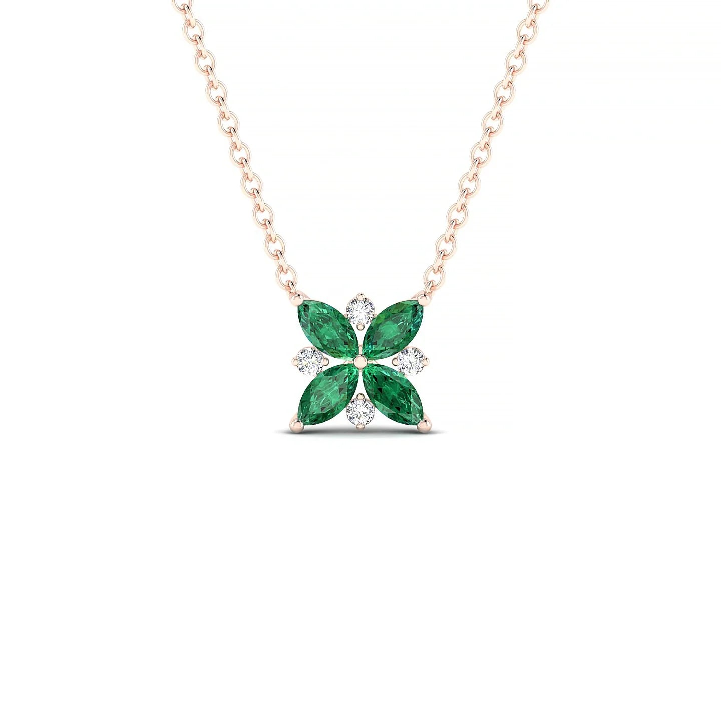 Flare | 18k Rose Gold 4 x 2 mm Marquise Emerald Pendant