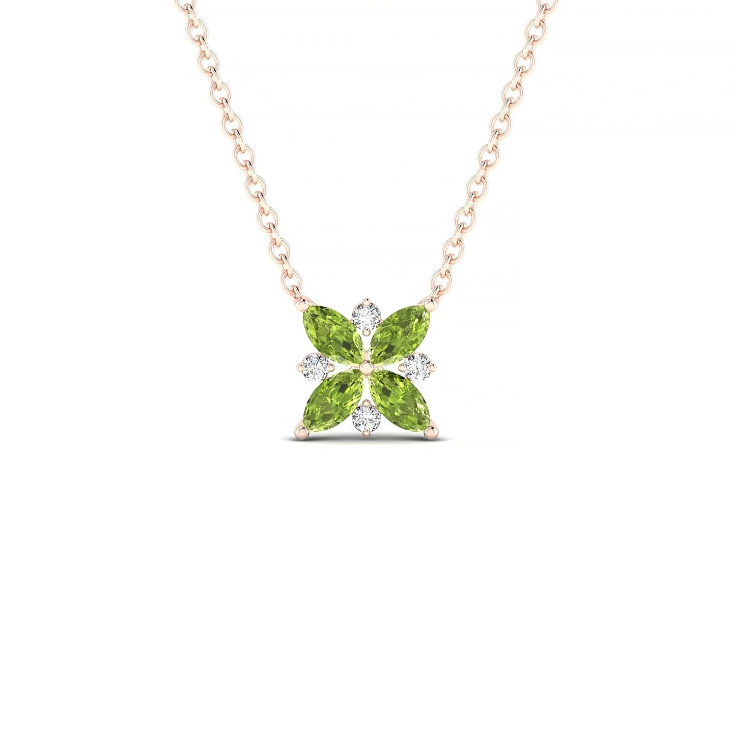 Flare | 18k Rose Gold 4 x 2 mm Marquise Peridot Pendant