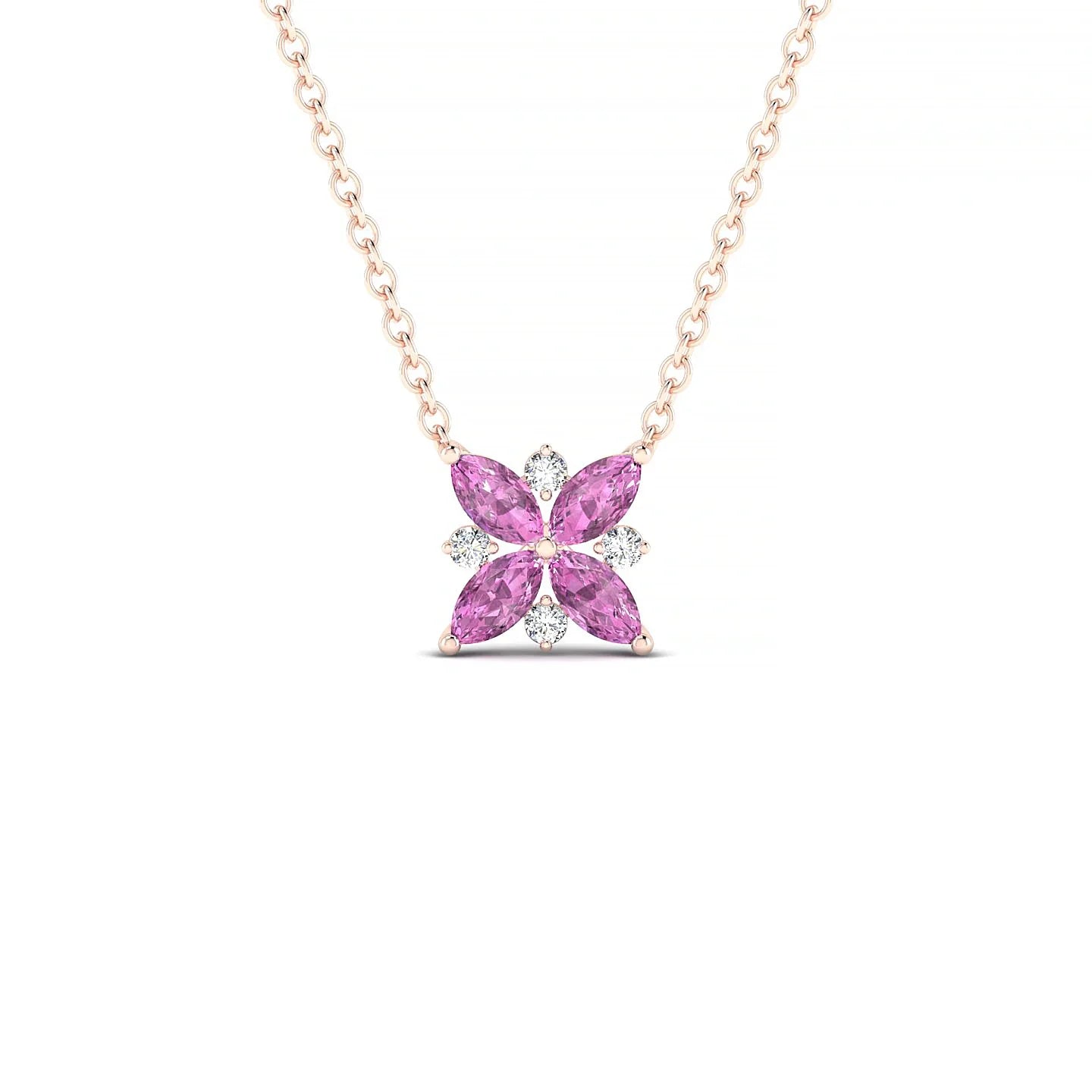 Flare | 18k Rose Gold 4 x 2 mm Marquise Pink Sapphire Pendant
