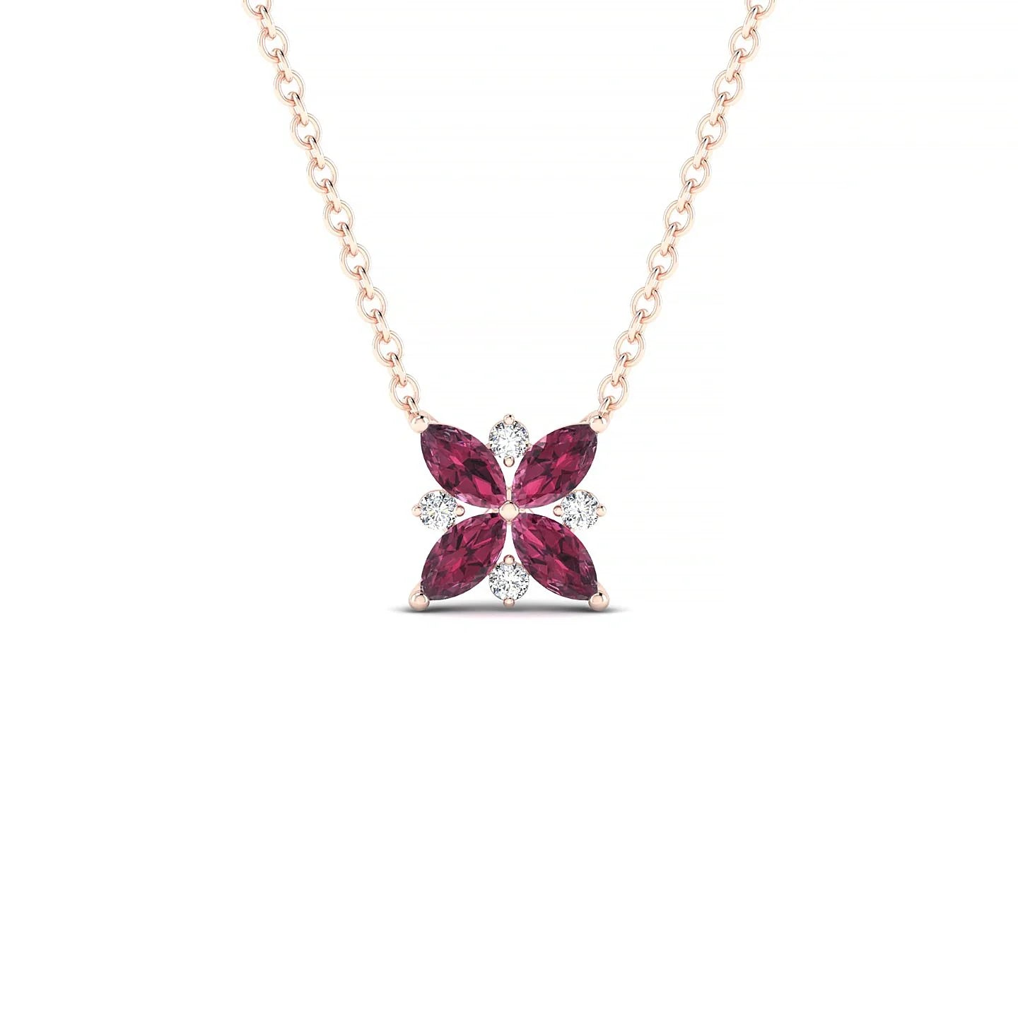 Flare | 18k Rose Gold 4 x 2 mm Marquise Rhodolite Pendant