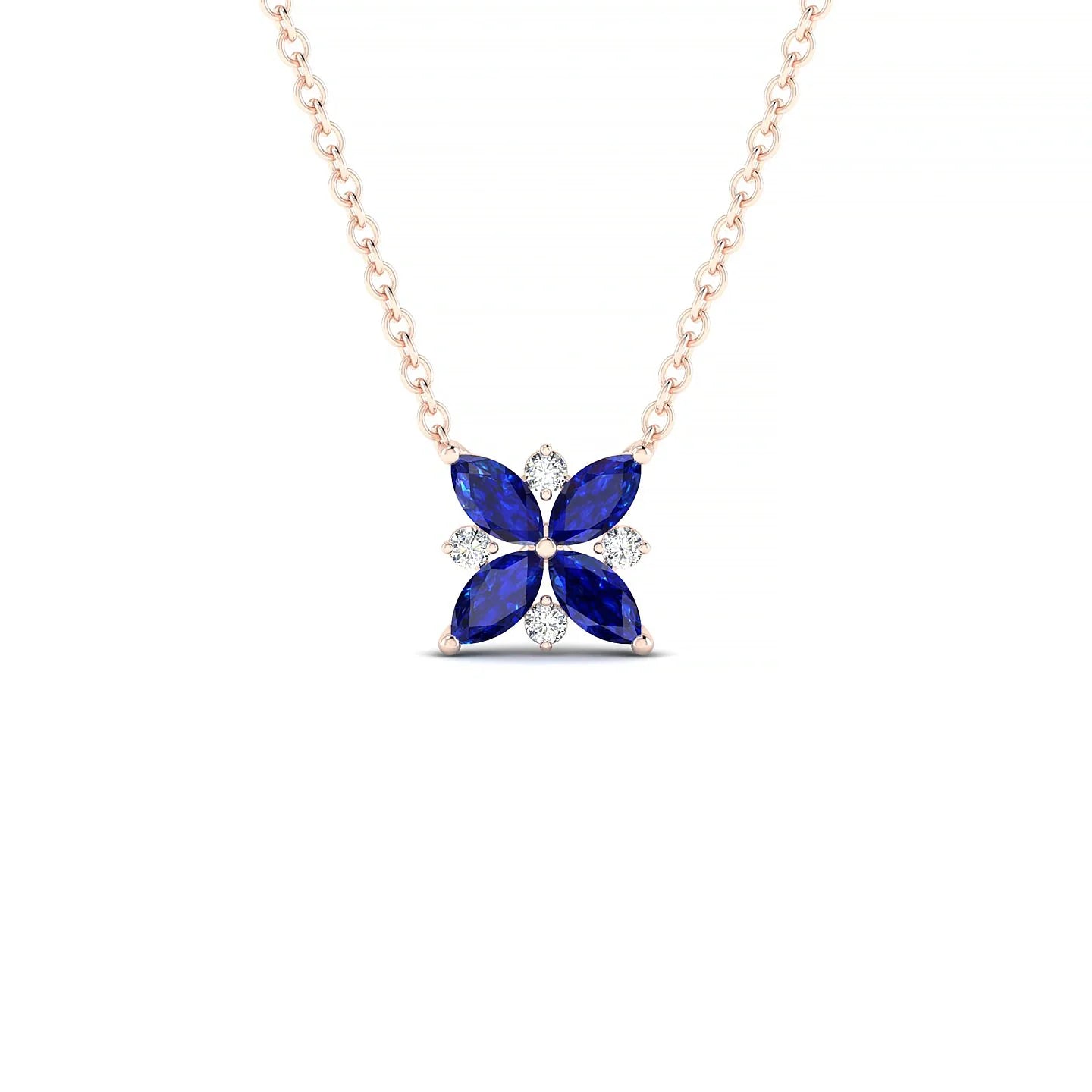 Flare | 18k Rose Gold 4 x 2 mm Marquise Sapphire Pendant