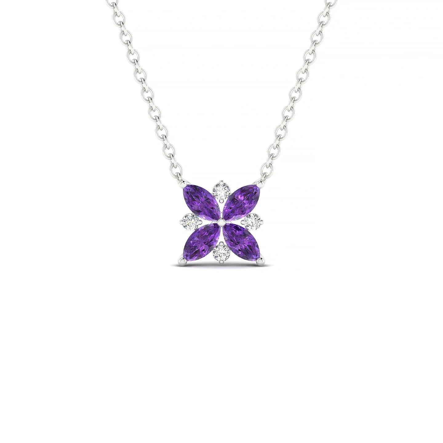 Flare | 18k White Gold 4 x 2 mm Marquise Amethyst Pendant
