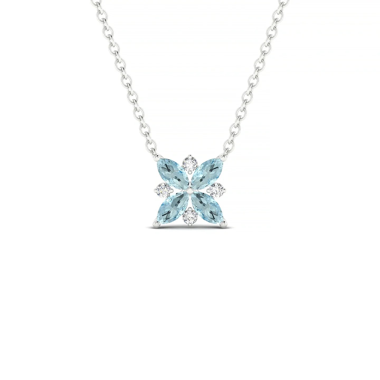 Flare | 18k White Gold 4 x 2 mm Marquise Aquamarine Pendant