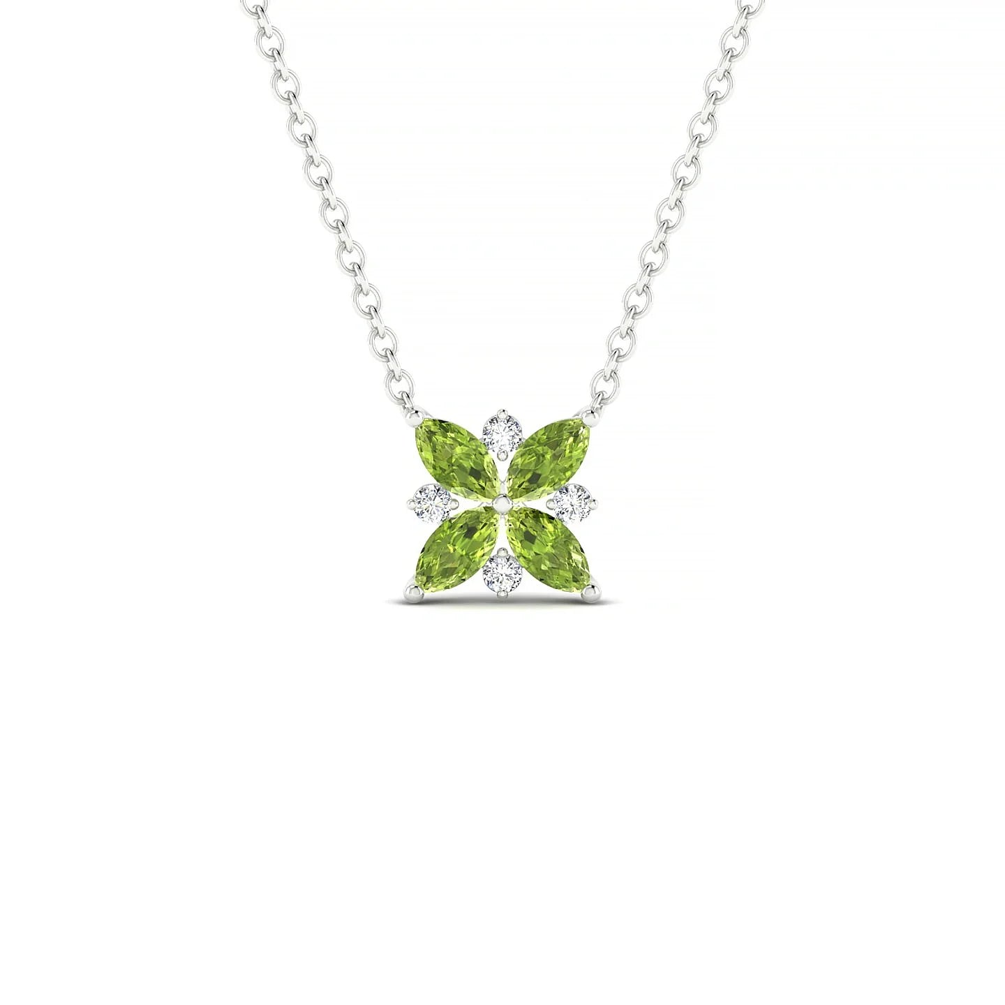 Flare | 18k White Gold 4 x 2 mm Marquise Peridot Pendant