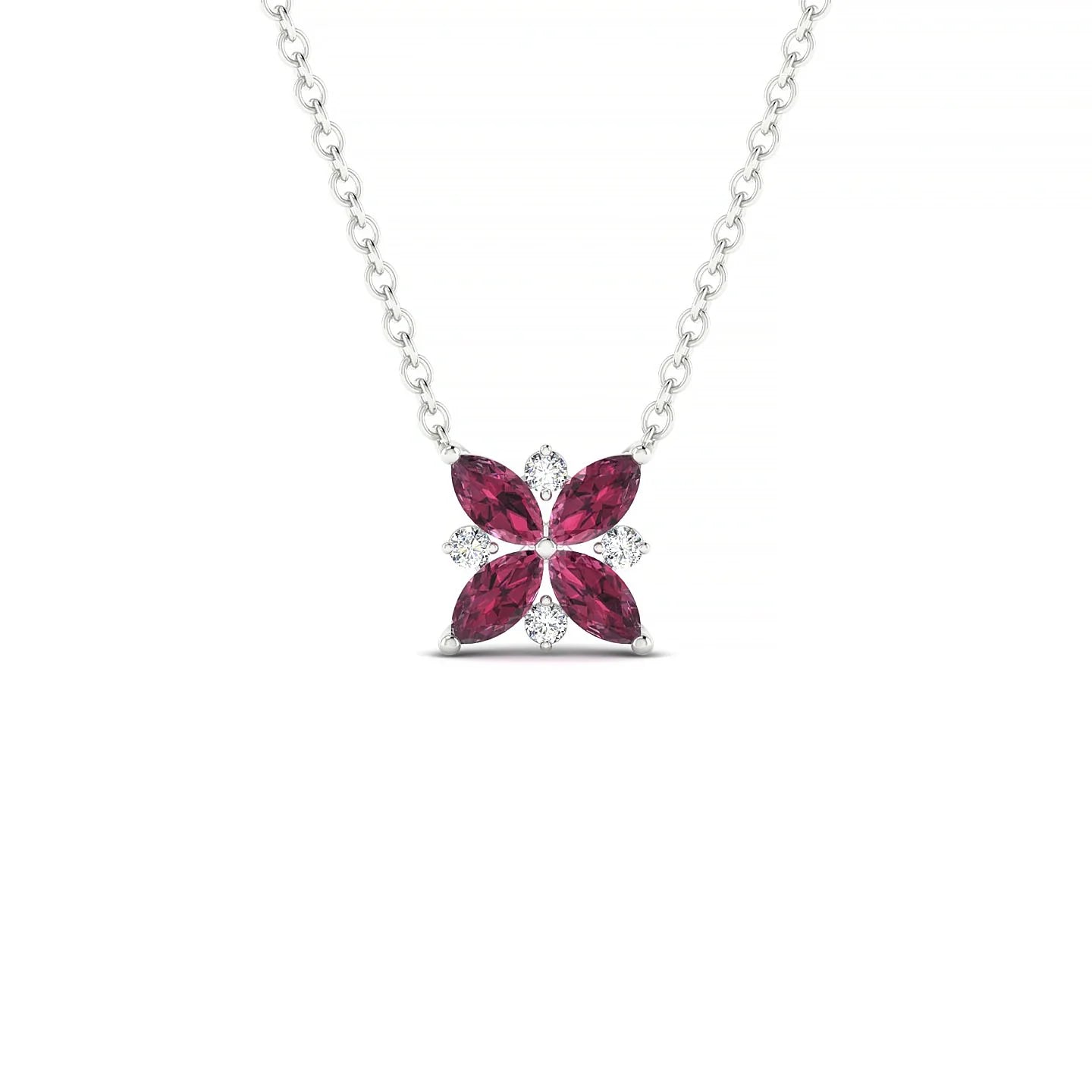 Flare | 18k White Gold 4 x 2 mm Marquise Rhodolite Pendant