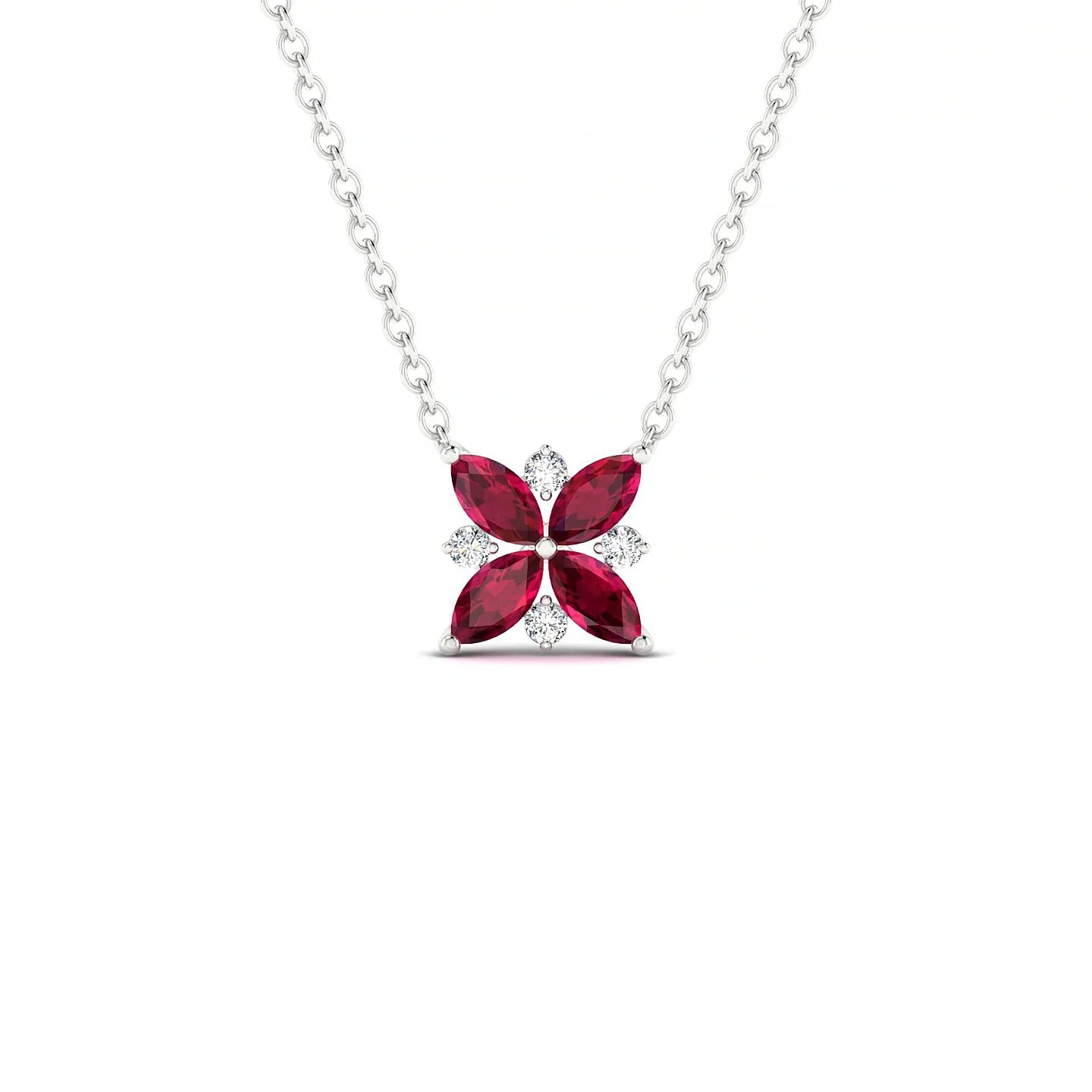 Flare | 18k White Gold 4 x 2 mm Marquise Ruby Pendant