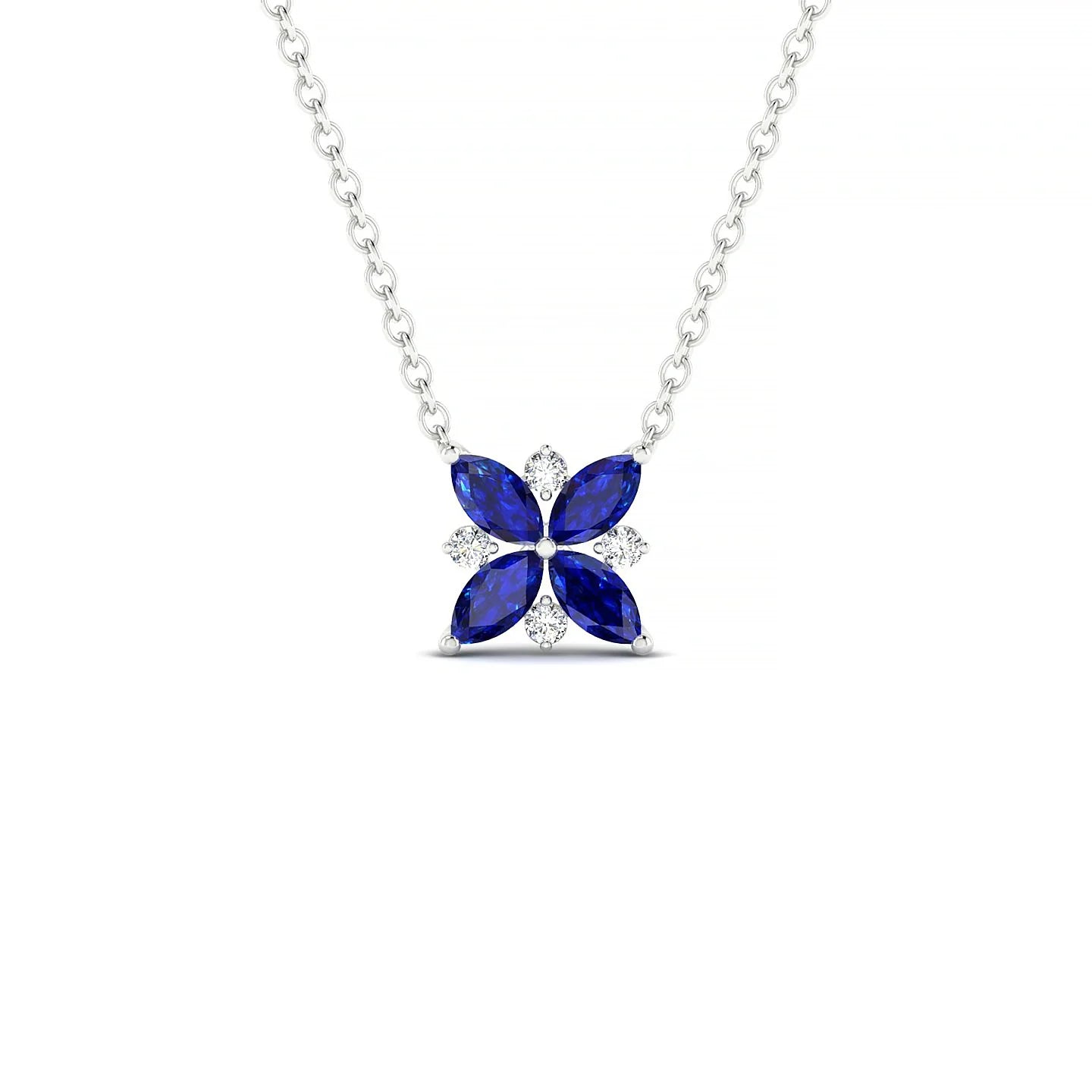 Flare | 18k White Gold 4 x 2 mm Marquise Sapphire Pendant