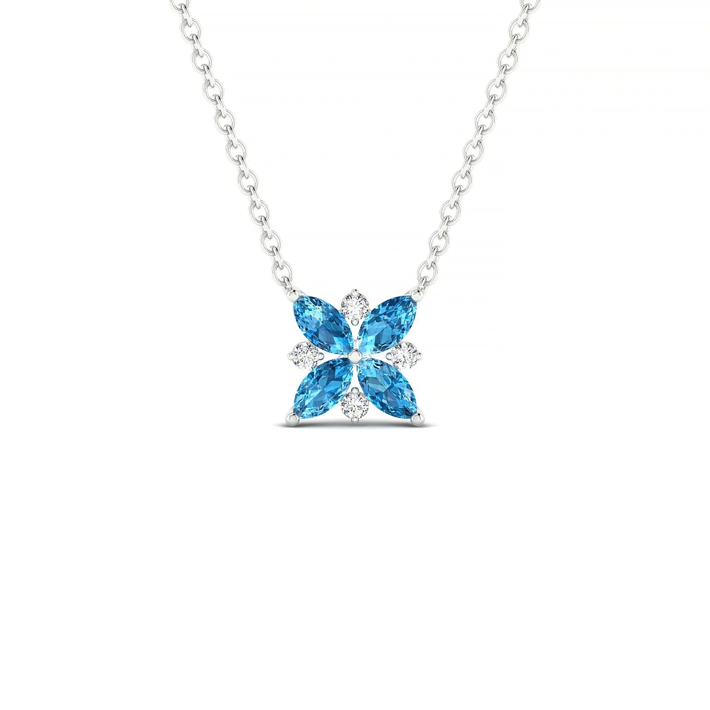 Flare | 18k White Gold 4 x 2 mm Marquise Topaz Pendant