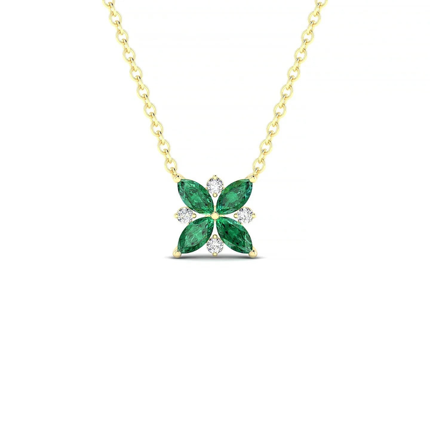 Flare | 18k Yellow Gold 4 x 2 mm Marquise Emerald Pendant