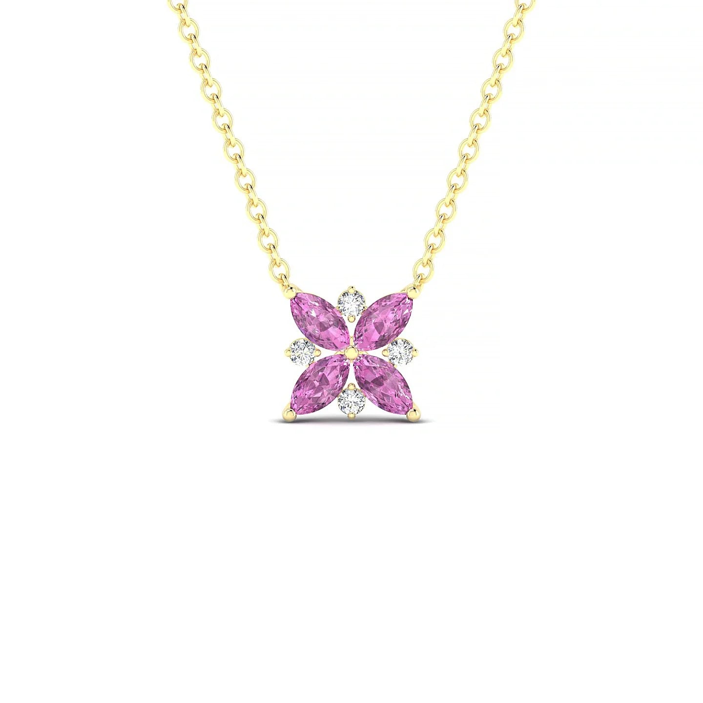 Flare | 18k Yellow Gold 4 x 2 mm Marquise Pink Sapphire Pendant