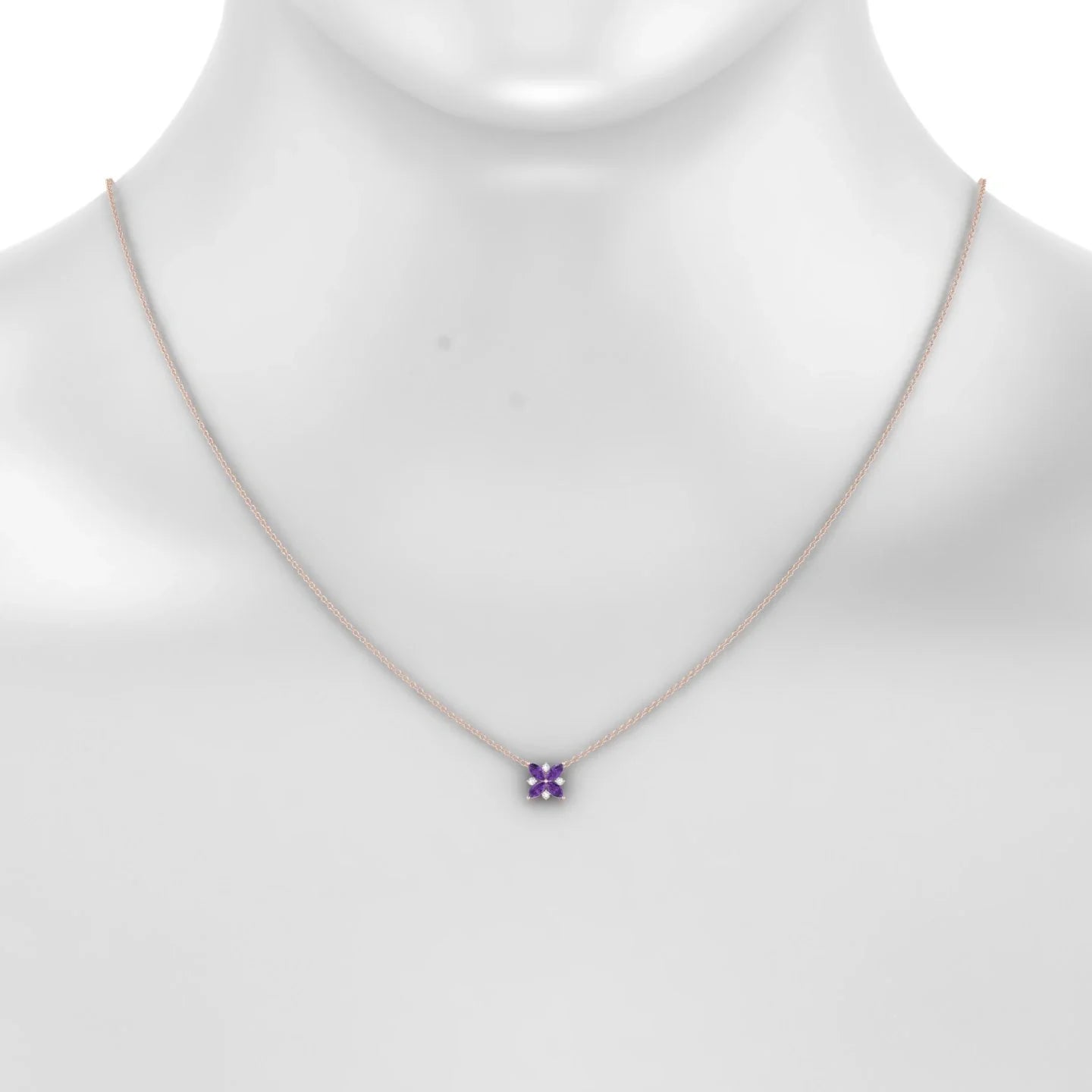 Flare | 18k Rose Gold 4 x 2 mm Marquise Amethyst Pendant