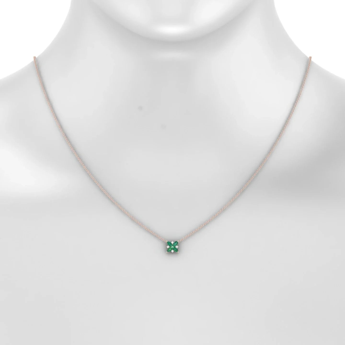 Flare | 18k Rose Gold 4 x 2 mm Marquise Emerald Pendant