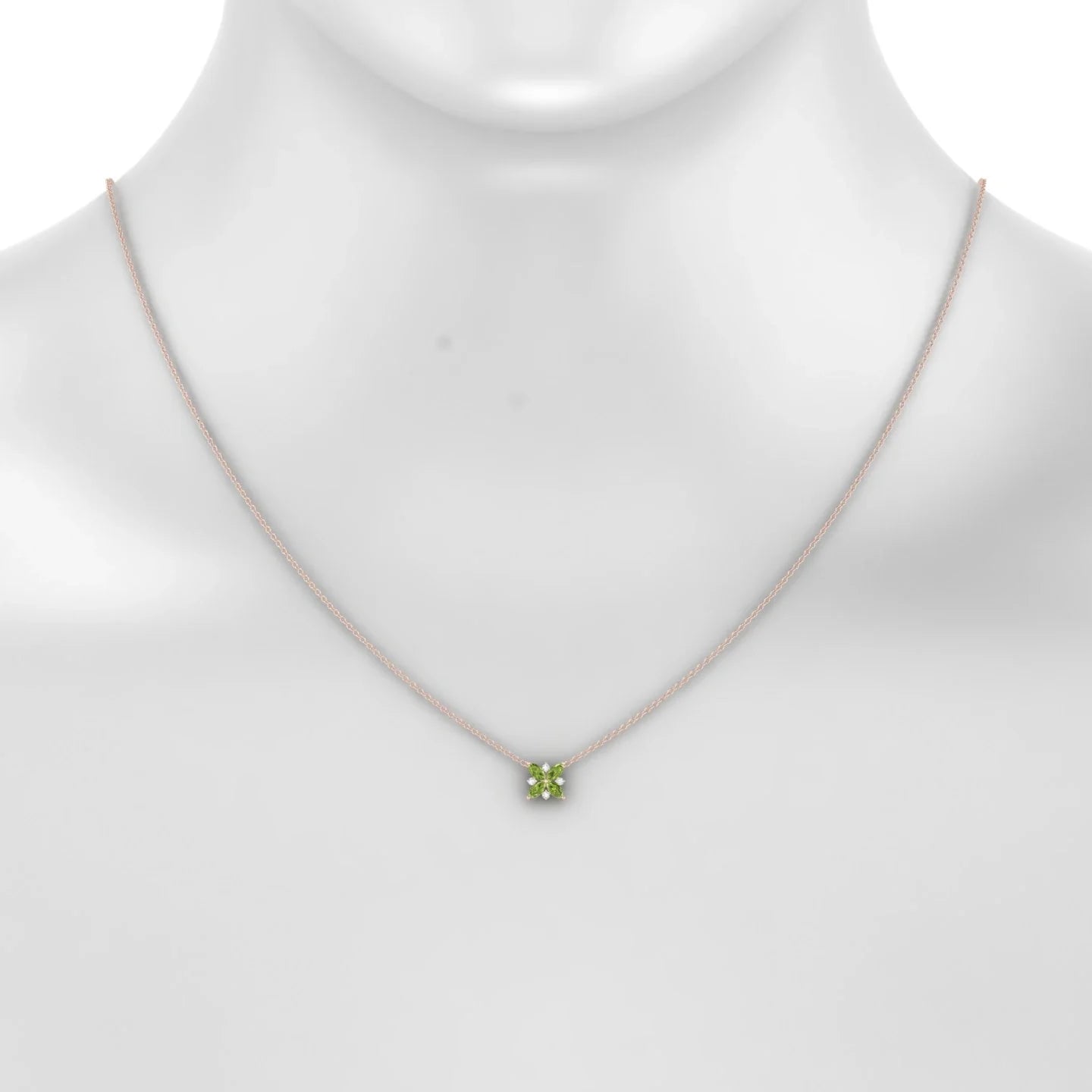 Flare | 18k Rose Gold 4 x 2 mm Marquise Peridot Pendant