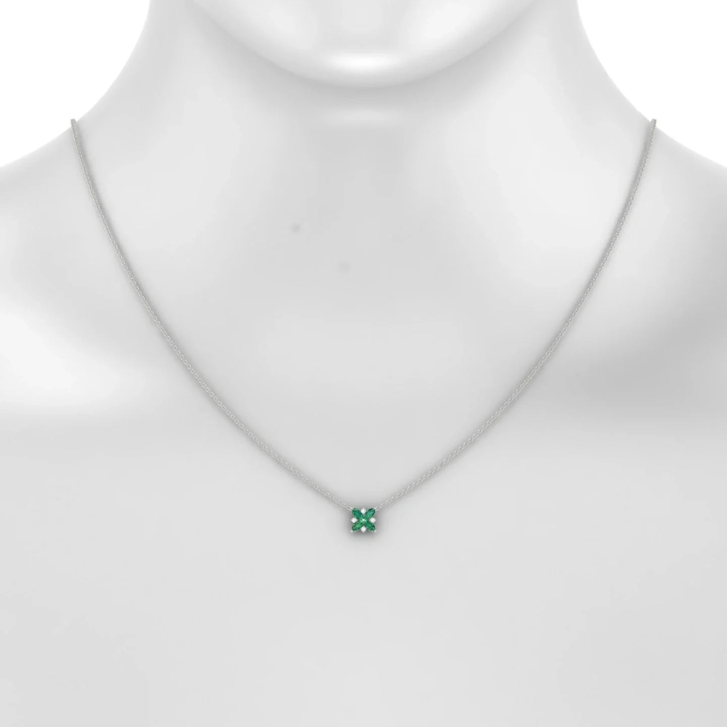Flare | 18k White Gold 4 x 2 mm Marquise Emerald Pendant