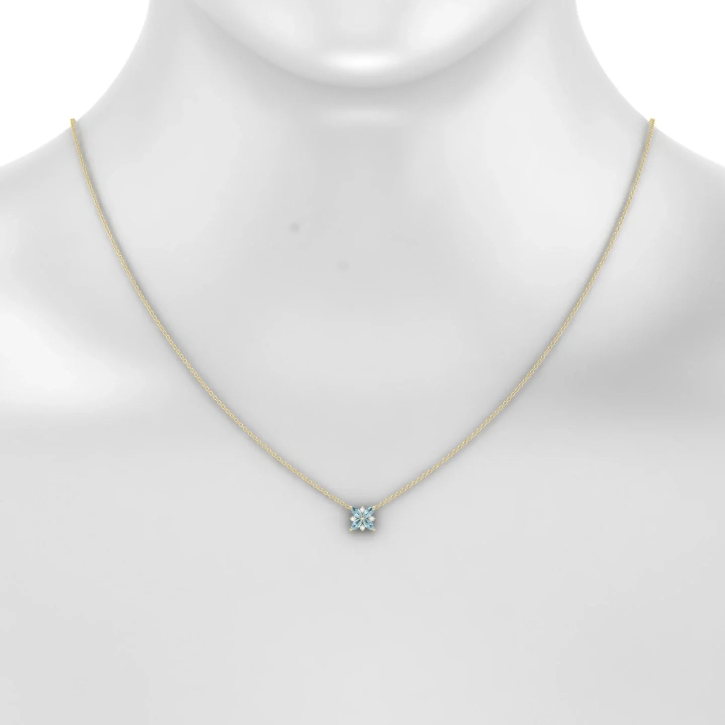 Flare | 18k Yellow Gold 4 x 2 mm Marquise Aquamarine Pendant