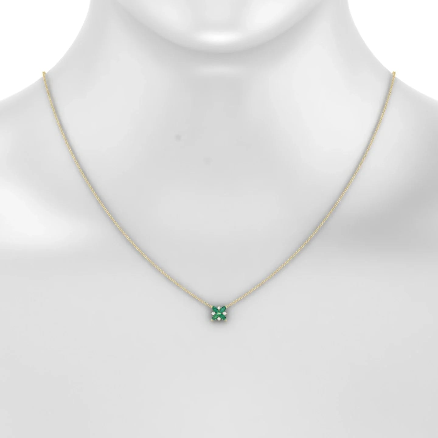 Flare | 18k Yellow Gold 4 x 2 mm Marquise Emerald Pendant