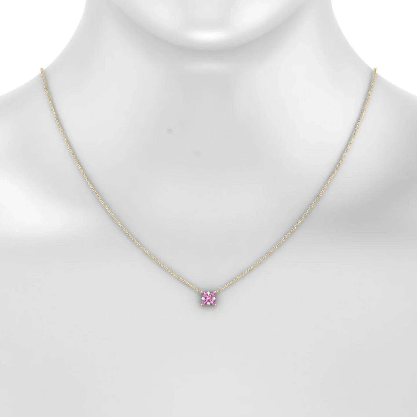 Flare | 18k Yellow Gold 4 x 2 mm Marquise Pink Sapphire Pendant