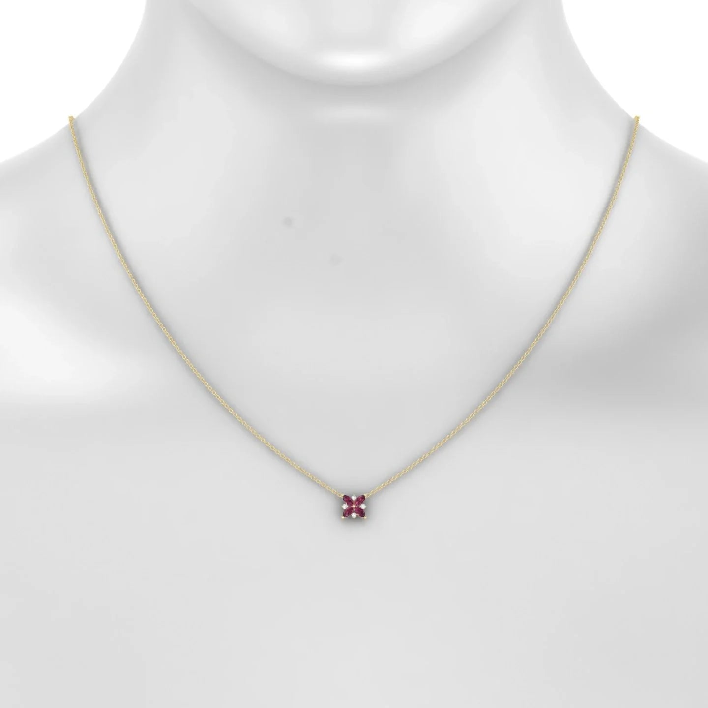 Flare | 18k Yellow Gold 4 x 2 mm Marquise Rhodolite Pendant