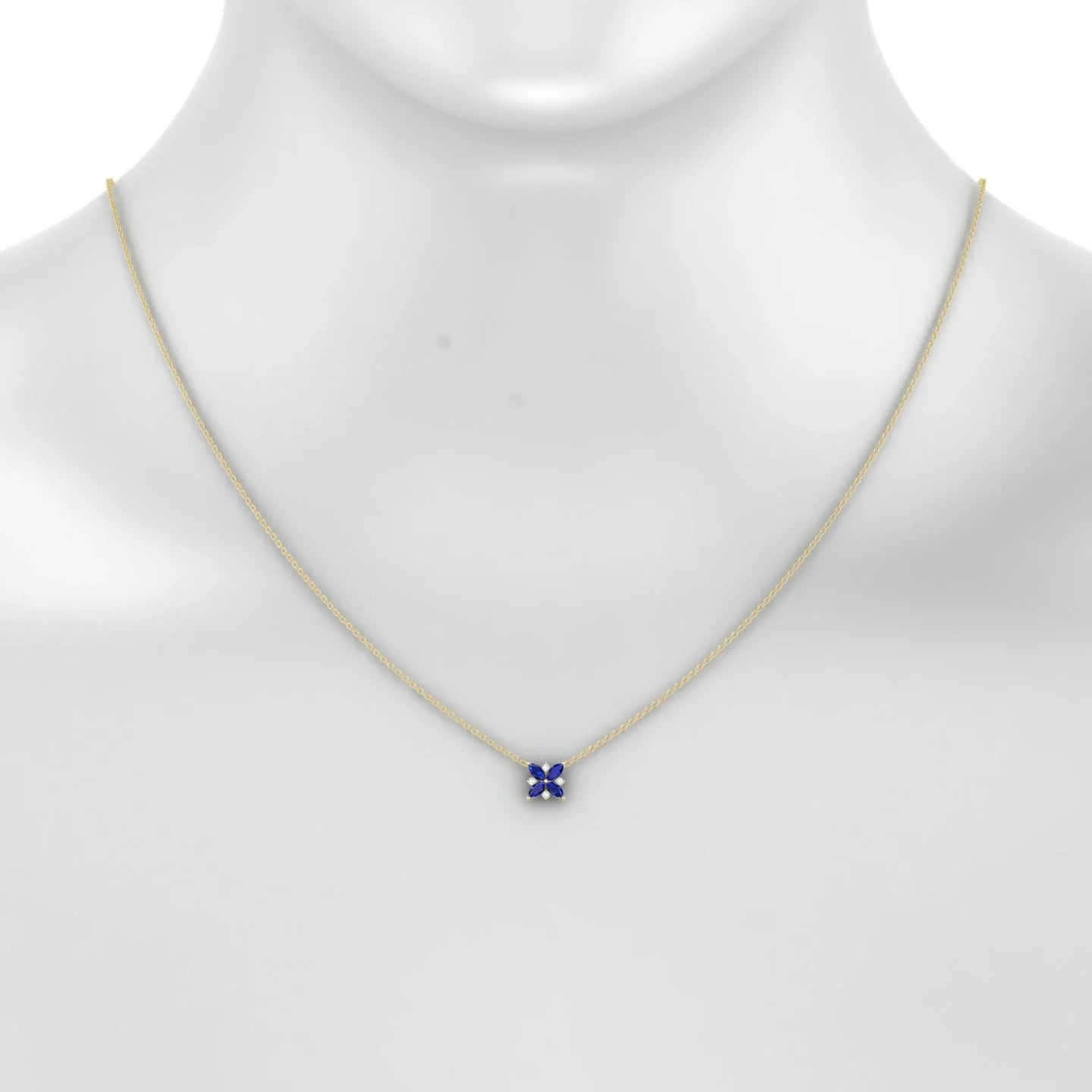 Flare | 18k Yellow Gold 4 x 2 mm Marquise Sapphire Pendant