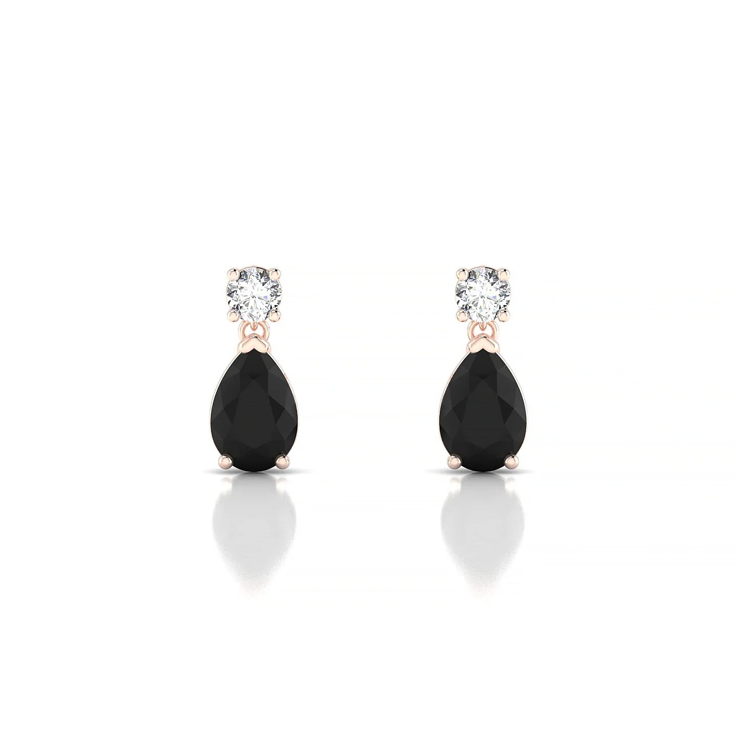Flicker | 18k Rose Gold 6 x 4 mm Pear Black Diamond Earrings