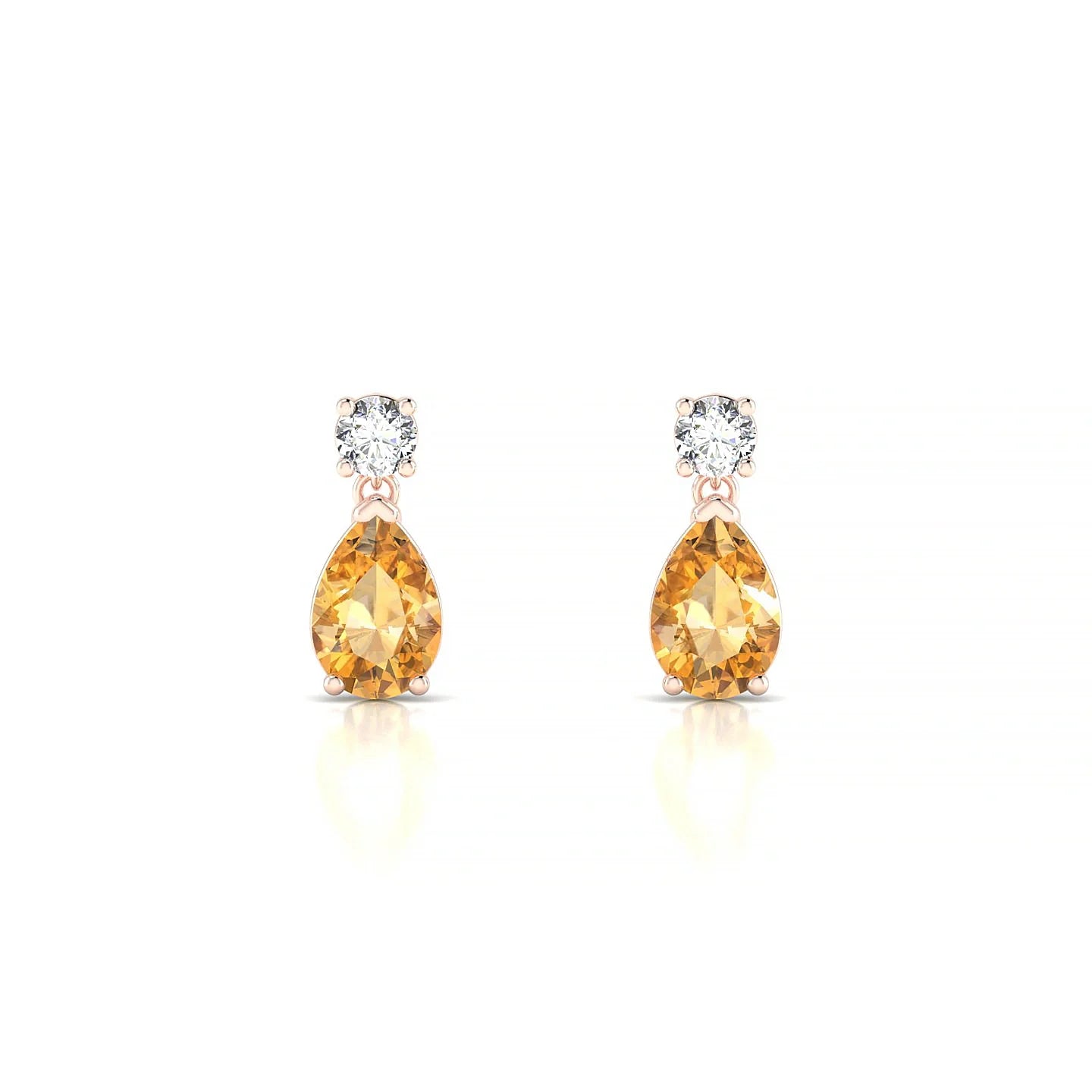 Flicker | 18k Rose Gold 6 x 4 mm Pear Citrine Earrings