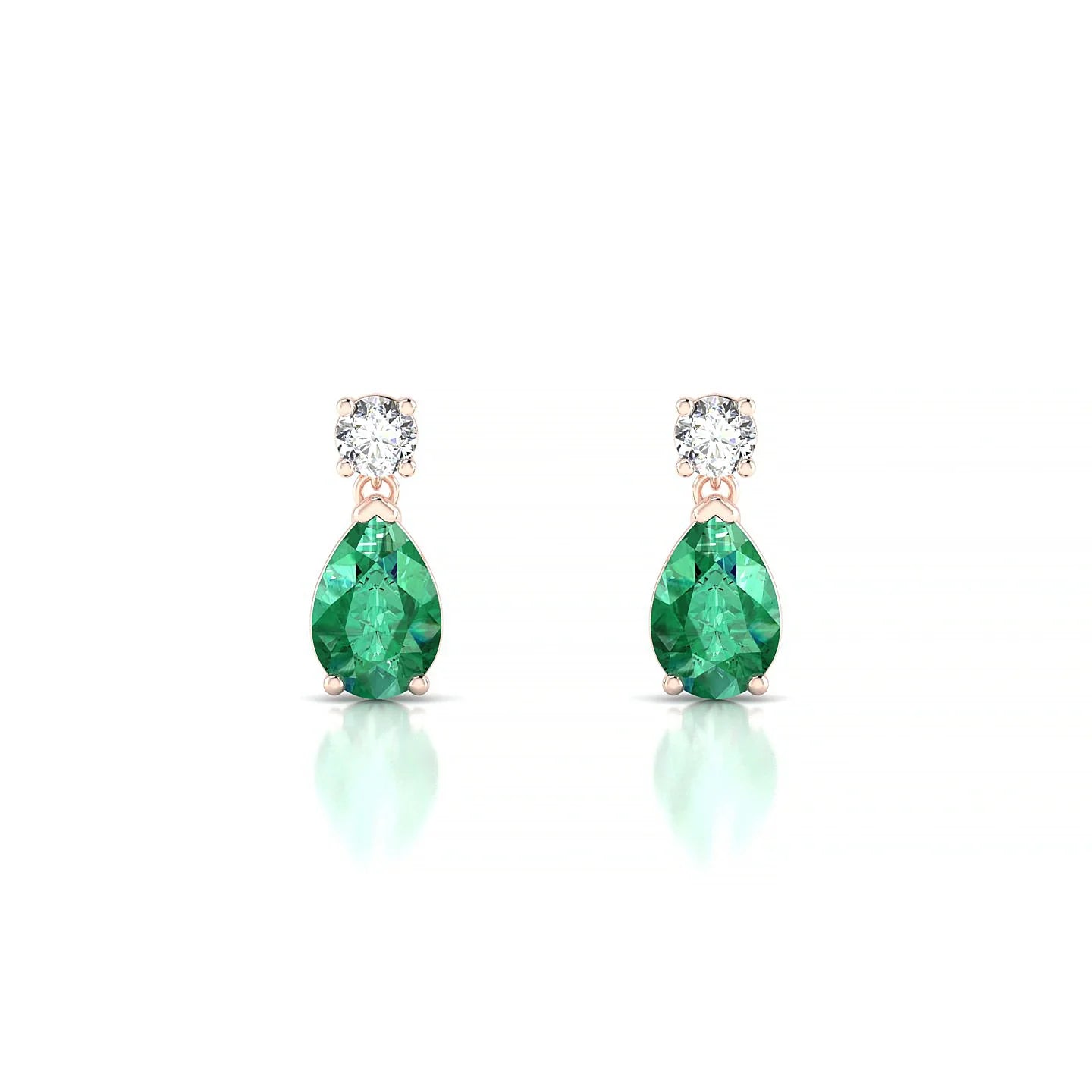 Flicker | 18k Rose Gold 6 x 4 mm Pear Emerald Earrings