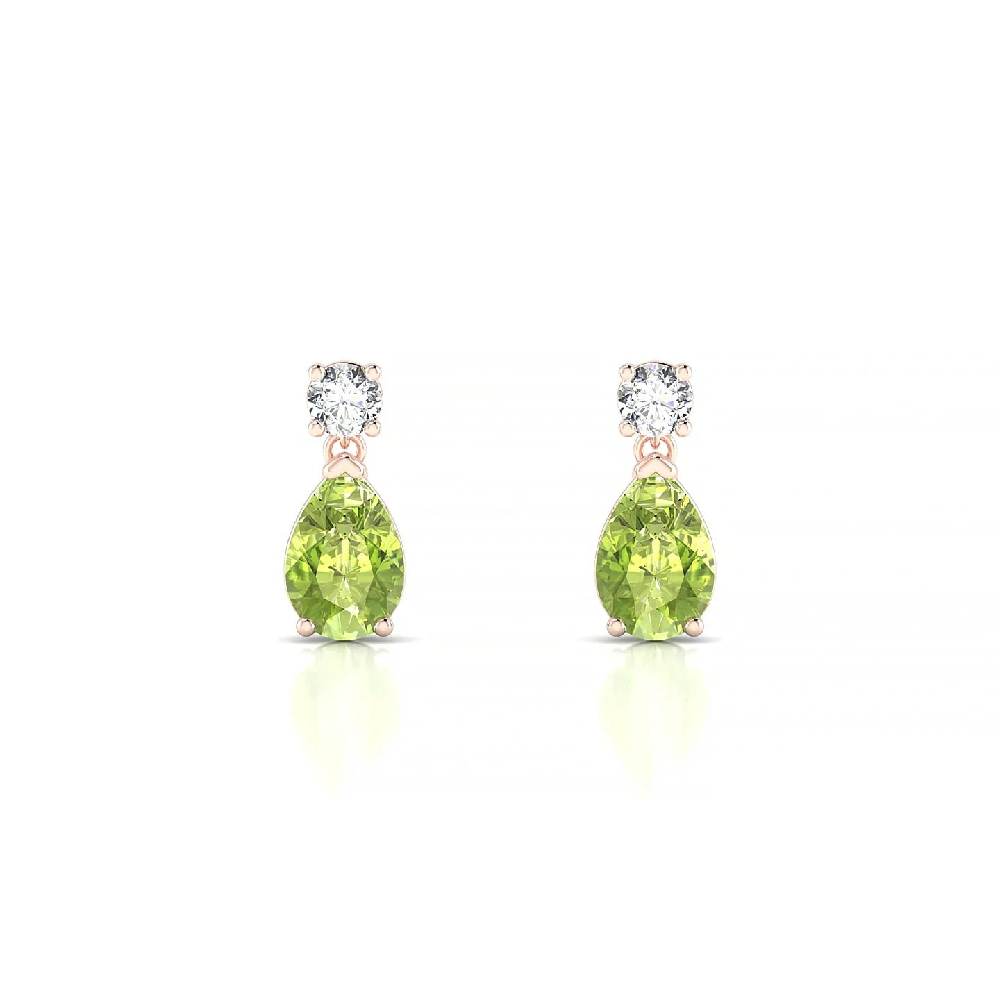 Flicker | 18k Rose Gold 6 x 4 mm Pear Peridot Earrings